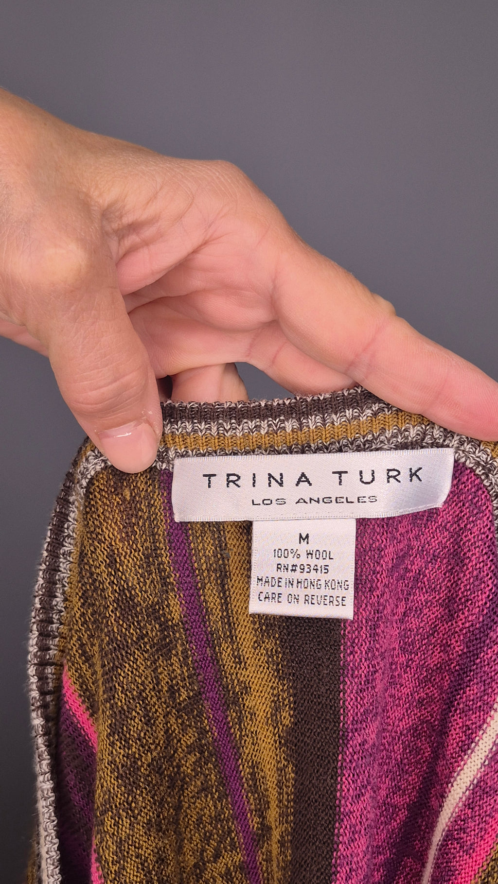 Trina Turk Long-Sleeve Chevron Stripe Sweater Top