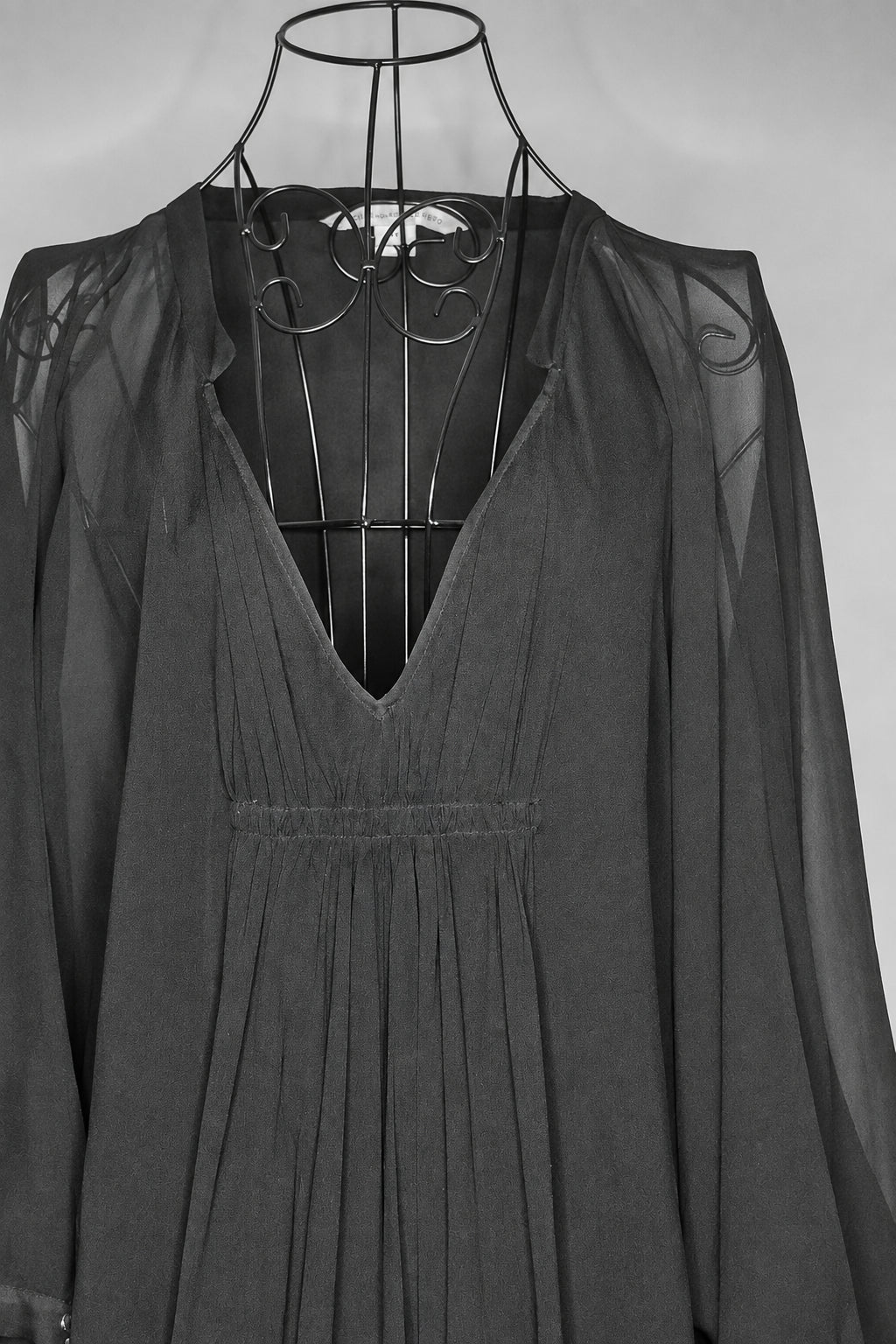 DVF 2000s Classic Black Sheer Fleurette Dress Size 14