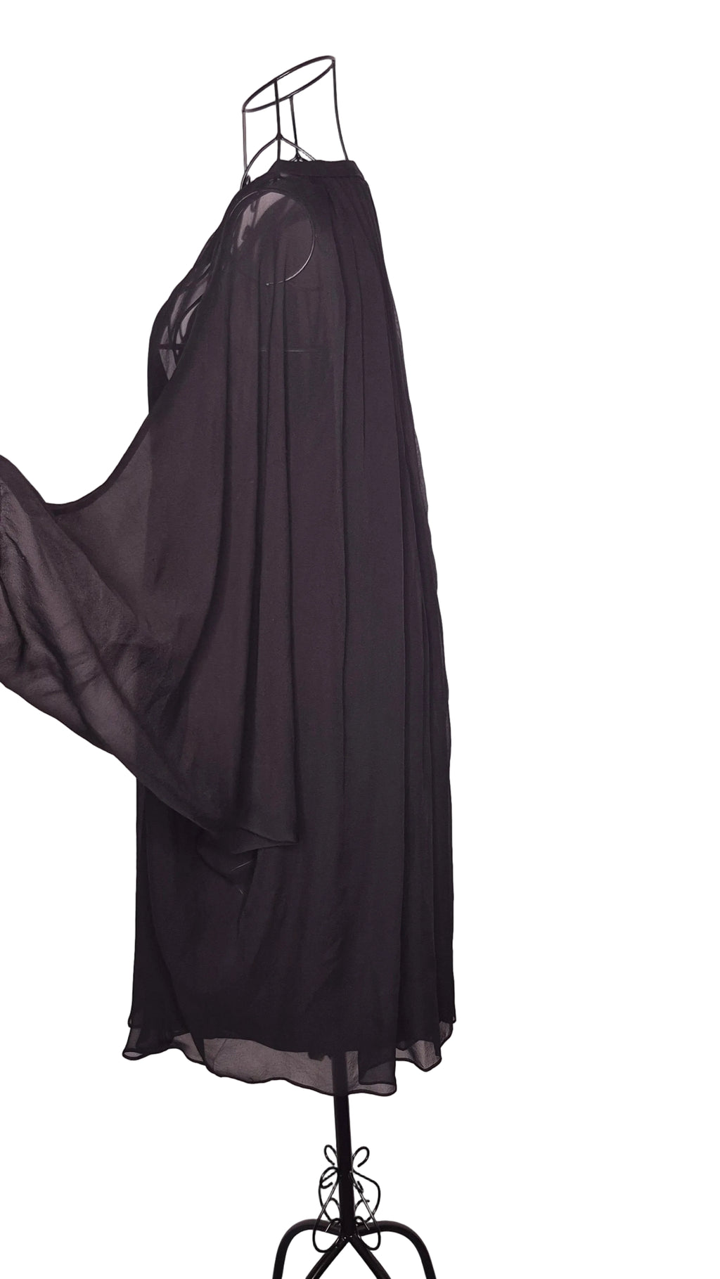 DVF 2000s Classic Black Sheer Fleurette Dress Size 14