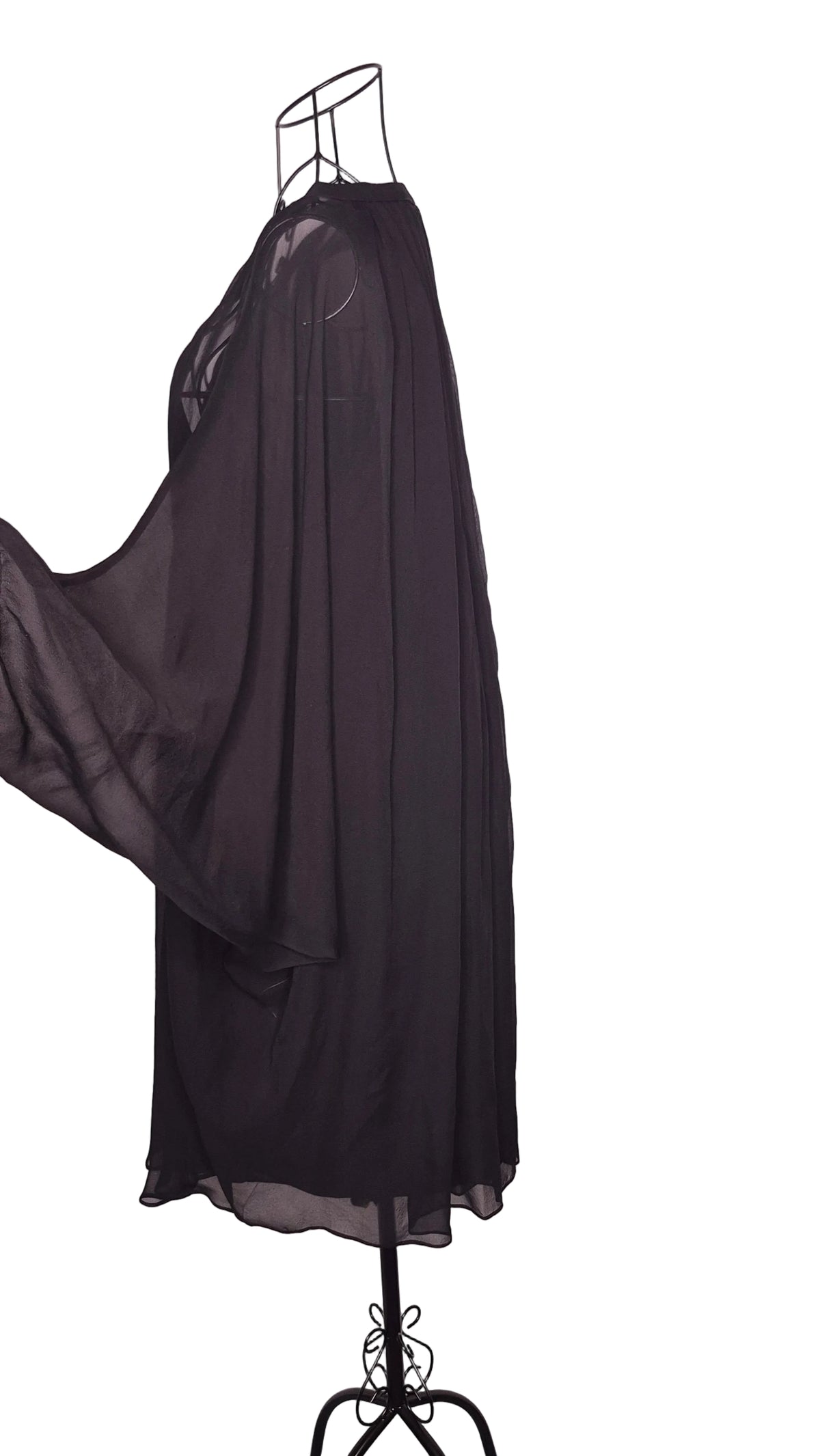 DVF 2000s Classic Black Sheer Fleurette Dress Size 14