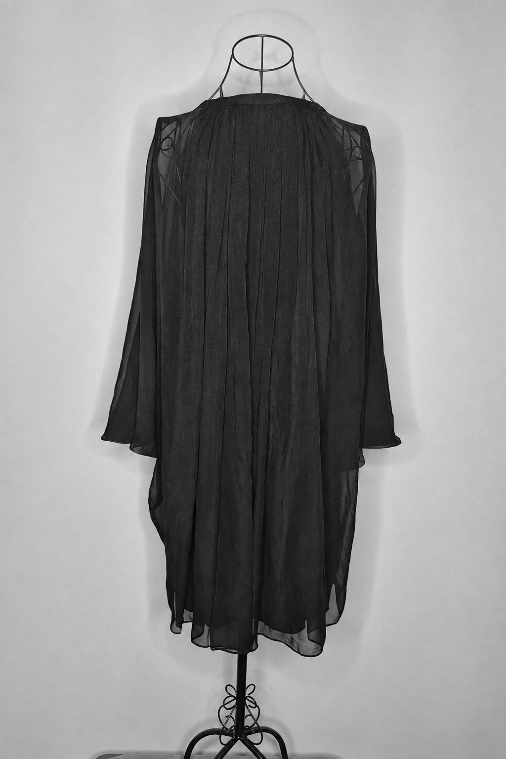 DVF 2000s Classic Black Sheer Fleurette Dress Size 14