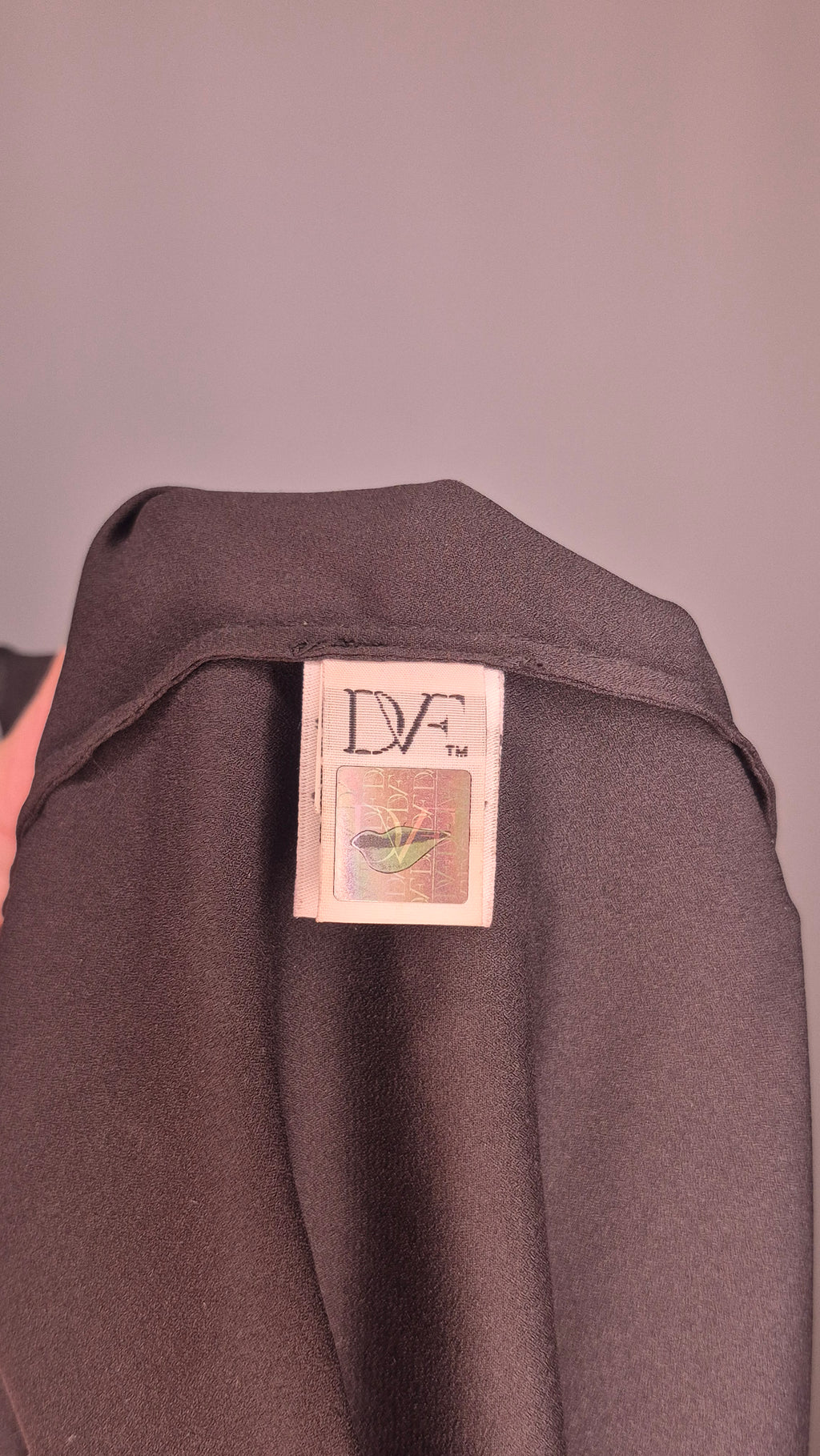 DVF 2000s Classic Black Sheer Fleurette Dress Size 14