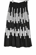 Nancy Yang New York 2000s Black and White Accordion Pleated Midi Skirt