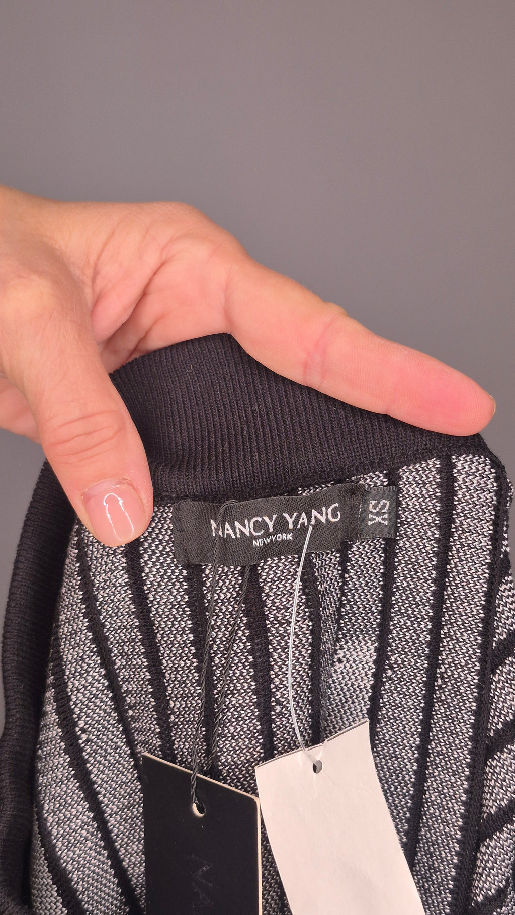 Nancy Yang New York 2000s Black and White Accordion Pleated Midi Skirt