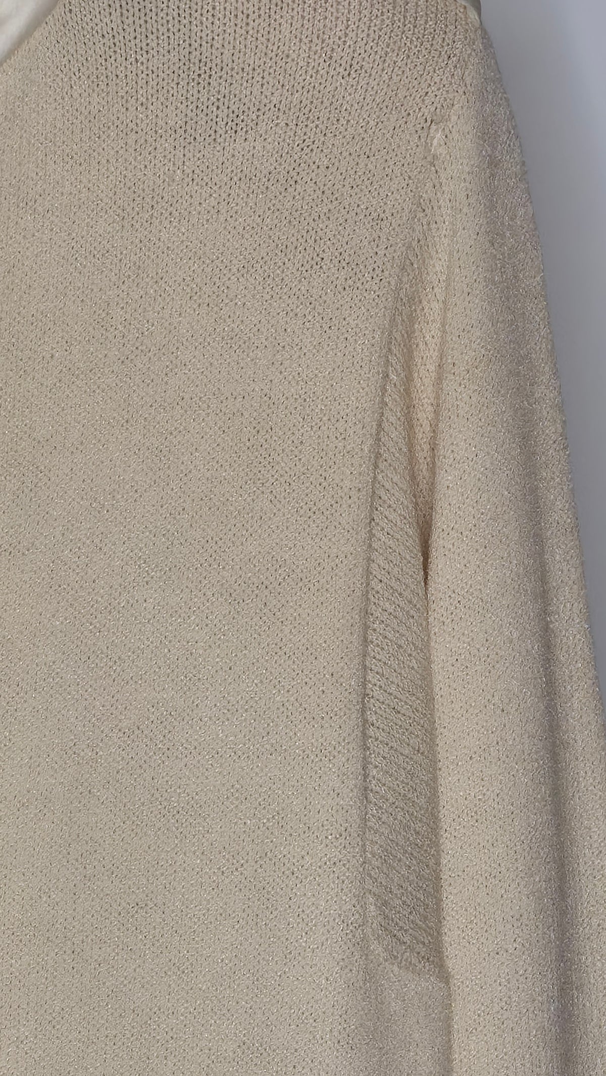 Vintage St. John Evening Cream Knit Dress with Satin Collar and Cuffs