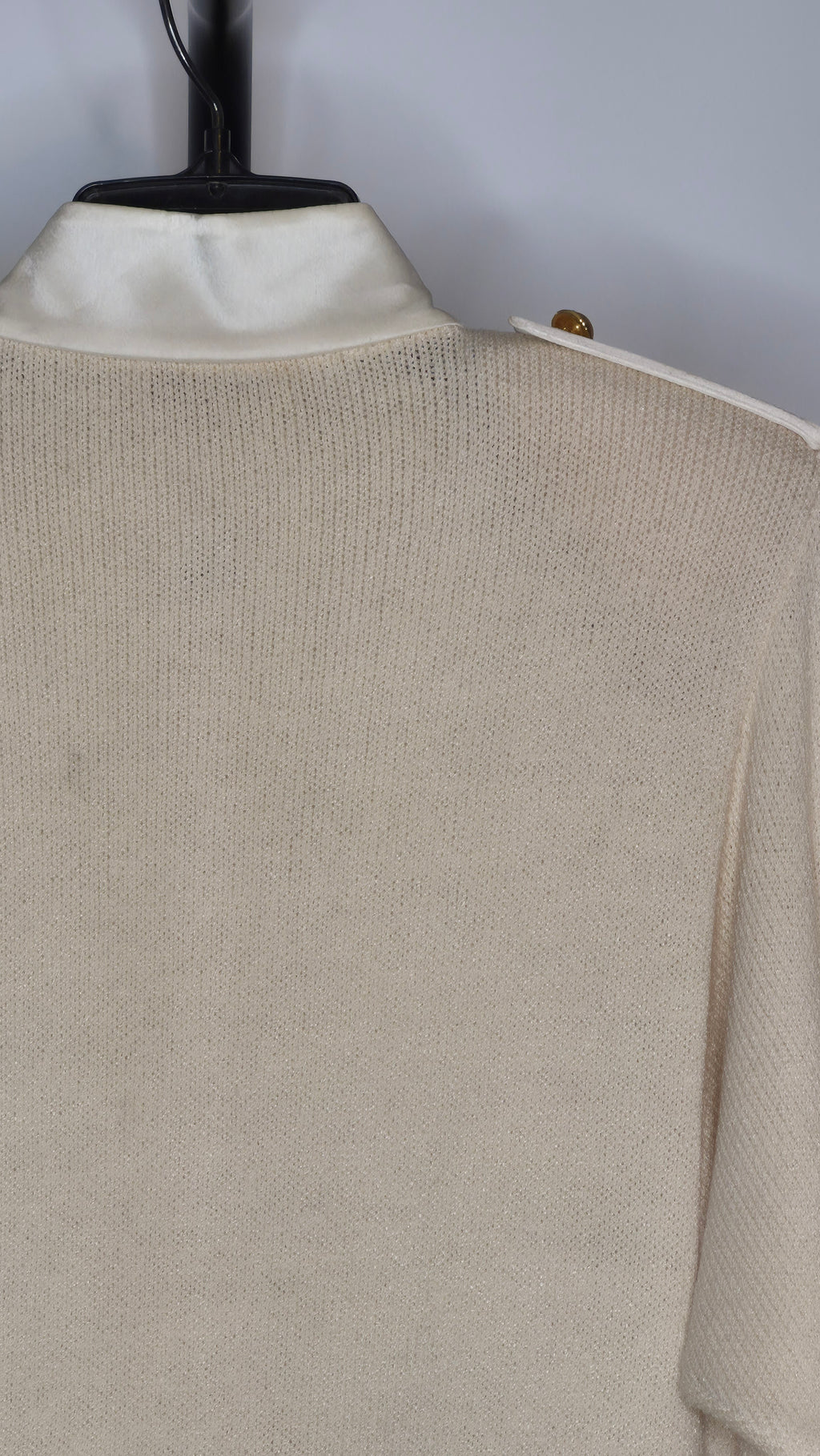 Vintage St. John Evening Cream Knit Dress with Satin Collar and Cuffs