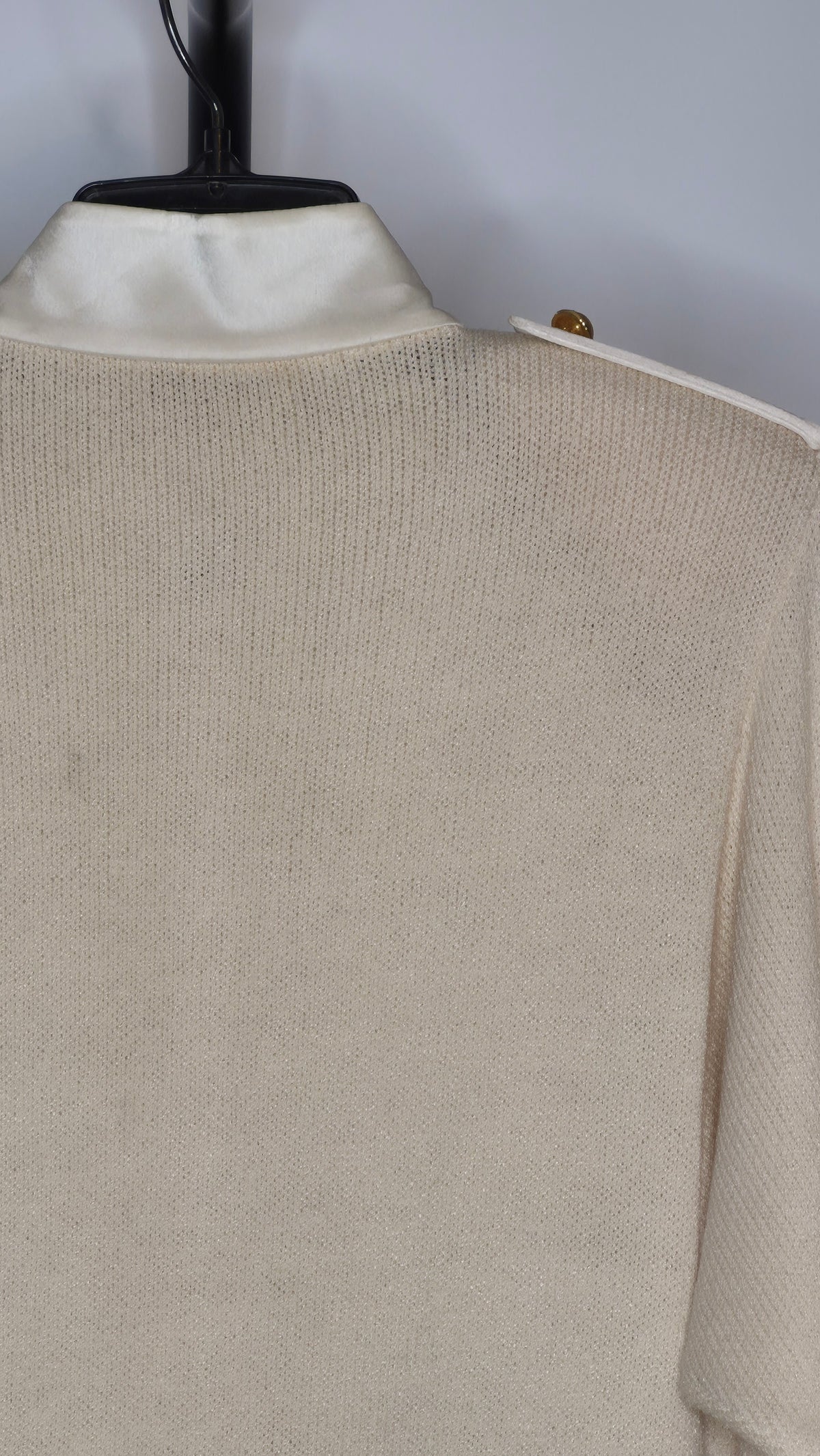 Vintage St. John Evening Cream Knit Dress with Satin Collar and Cuffs