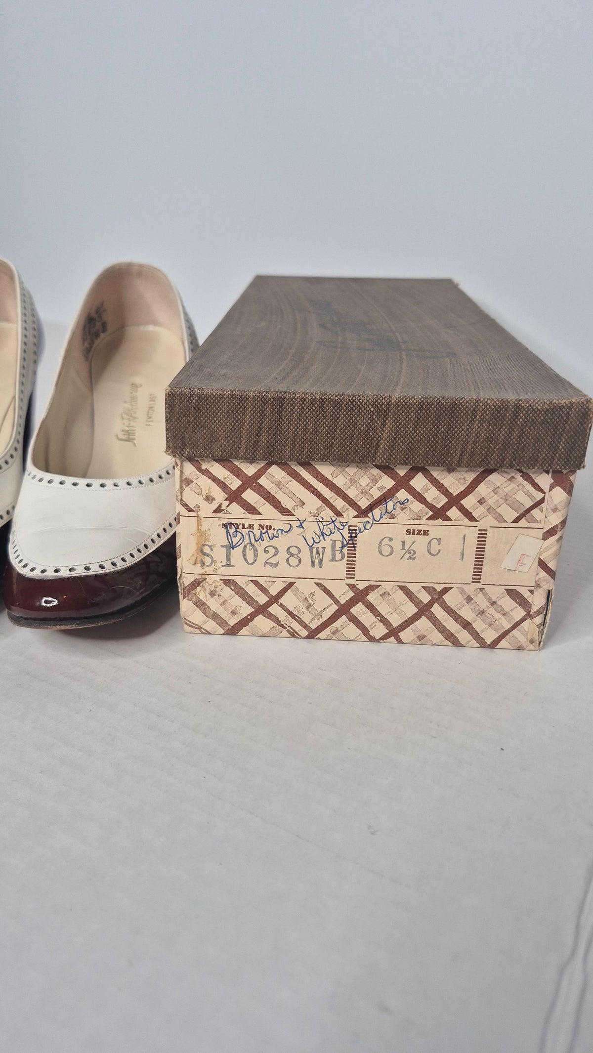1960s Saks Fifth Avenue "Fenton Last" Two-Tone Leather Spectator Pumps with Original Box