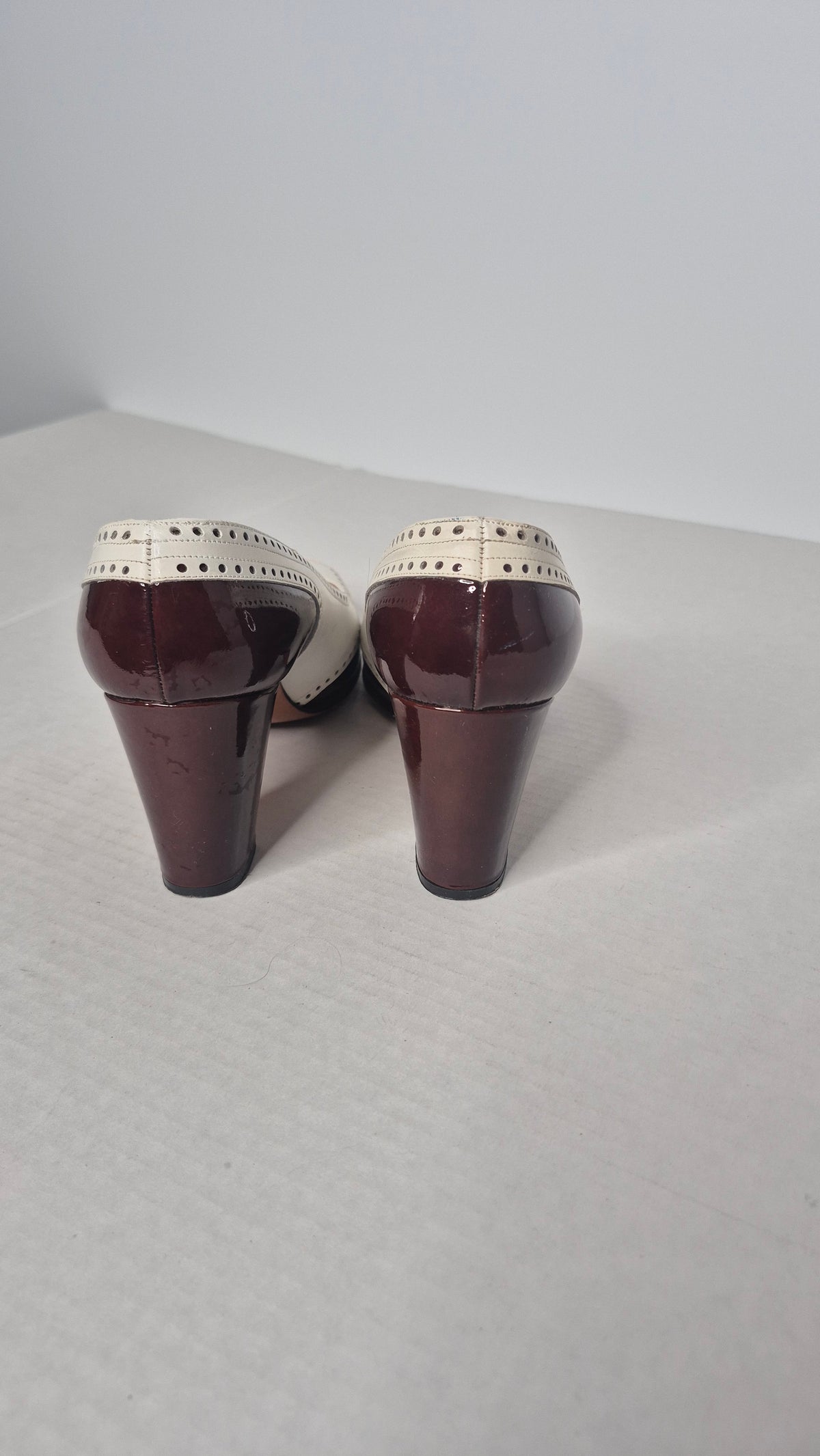1960s Saks Fifth Avenue "Fenton Last" Two-Tone Leather Spectator Pumps with Original Box