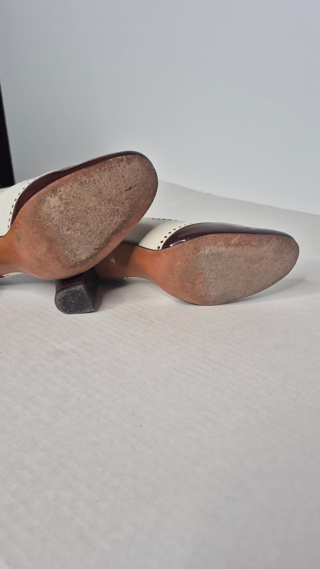 1960s Saks Fifth Avenue "Fenton Last" Two-Tone Leather Spectator Pumps with Original Box