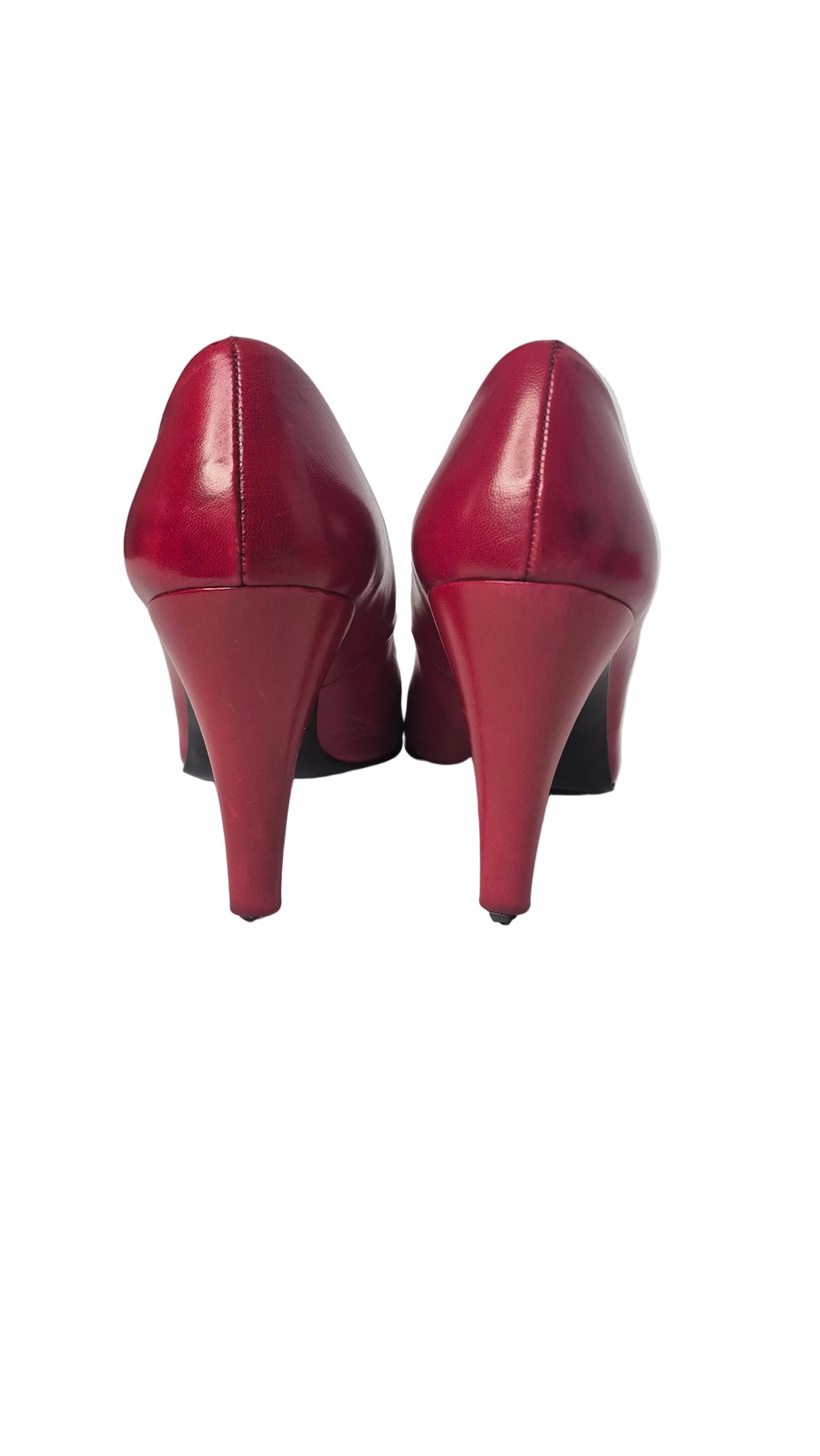 1980s Charles Jourdan Paris Red Chevreau Leather Stiletto Pumps Heels Etoile Eva with Box