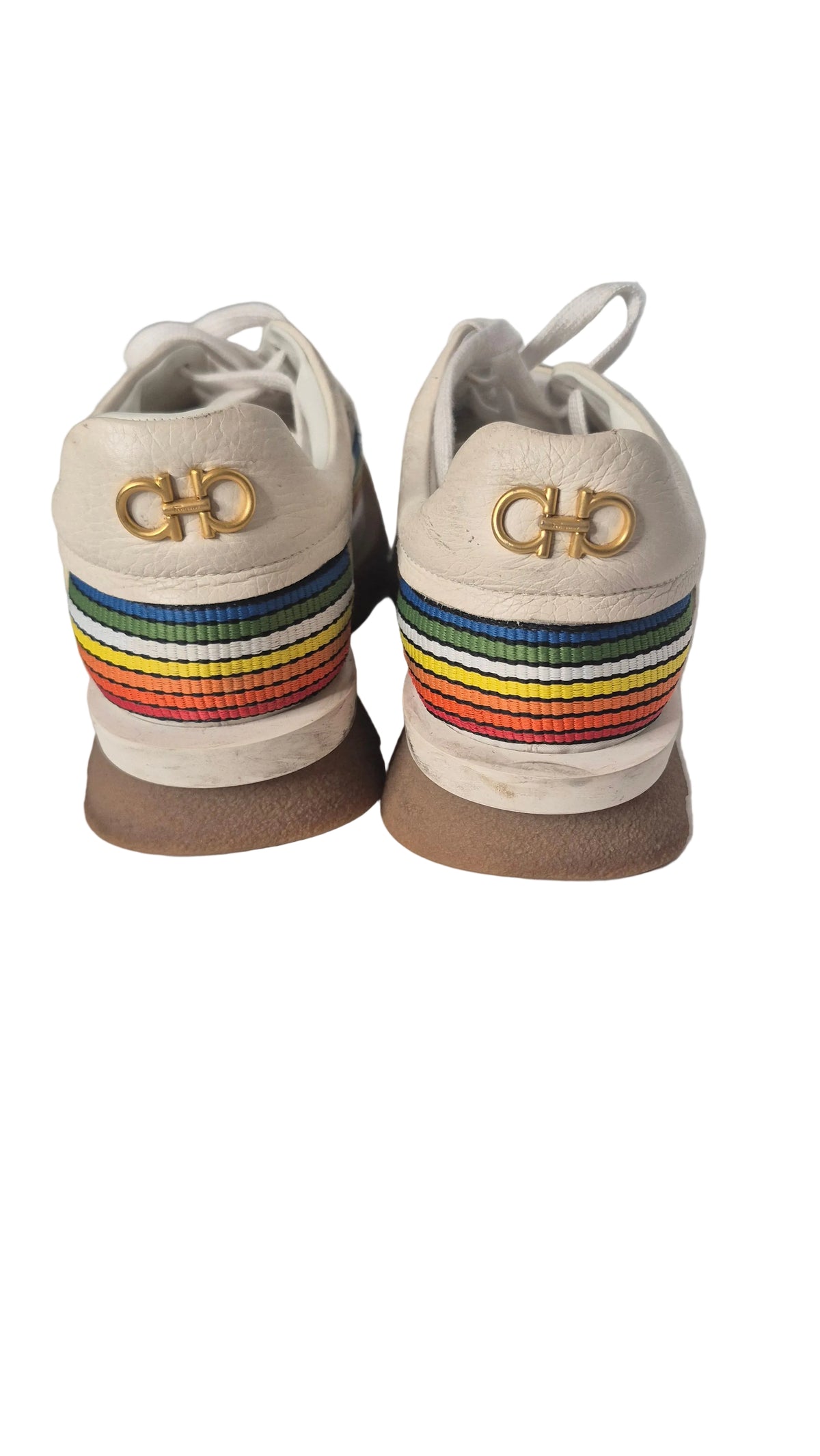 Ferragamo Women's Sustainable Thinking Rainbow Ribbon Platform Sneakers - Size 8.5C