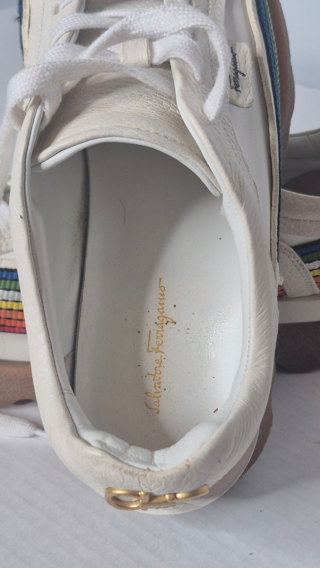 Ferragamo Women's Sustainable Thinking Rainbow Ribbon Platform Sneakers - Size 8.5C