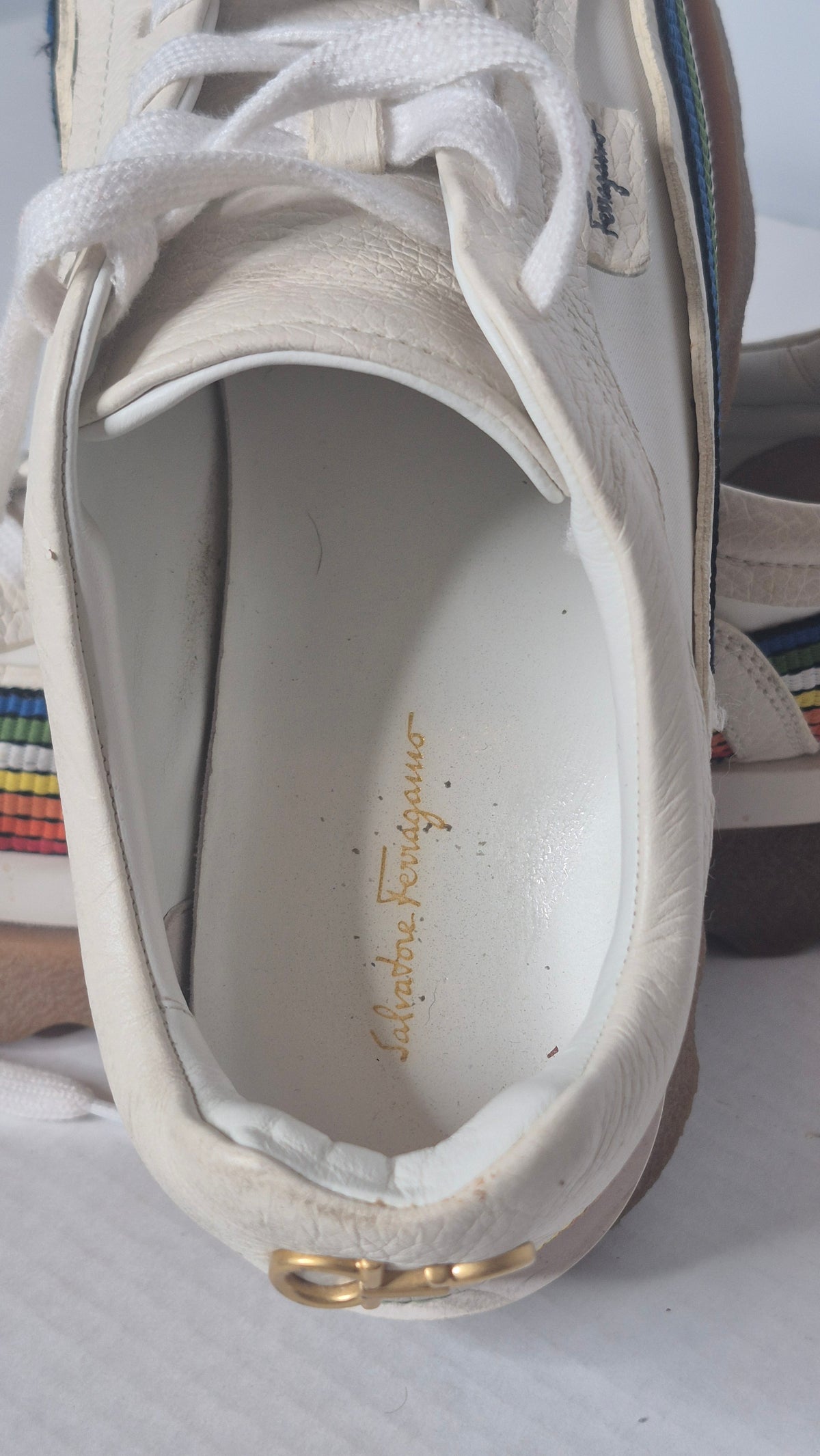 Ferragamo Women's Sustainable Thinking Rainbow Ribbon Platform Sneakers - Size 8.5C