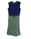 1960s Handmade Sweater Dress Shift Blue Green Sleeveless lined Great Condition