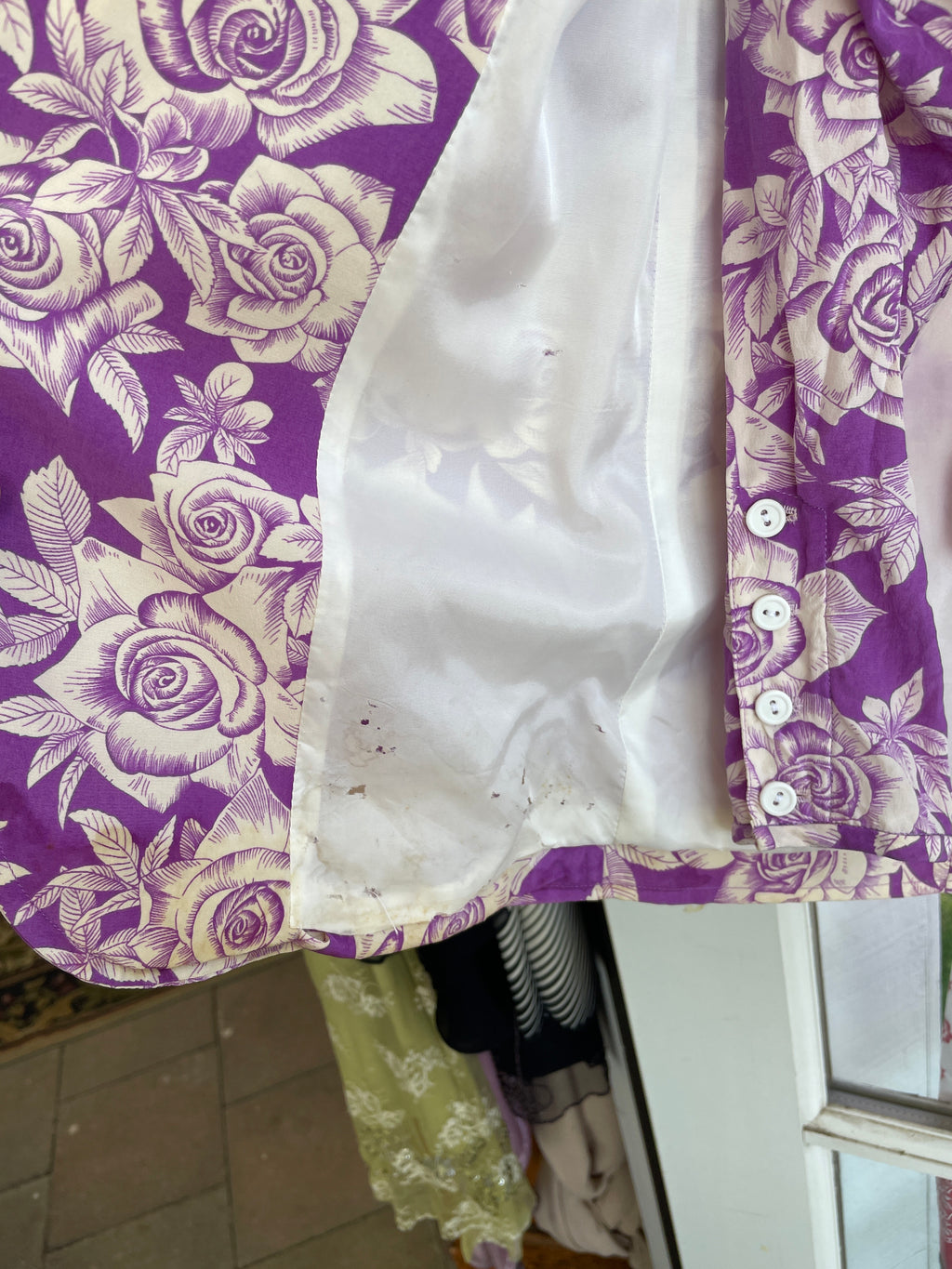 1980s Ungaro Vintage Purple & Cream Floral Two-Piece Set — Jacket & Top