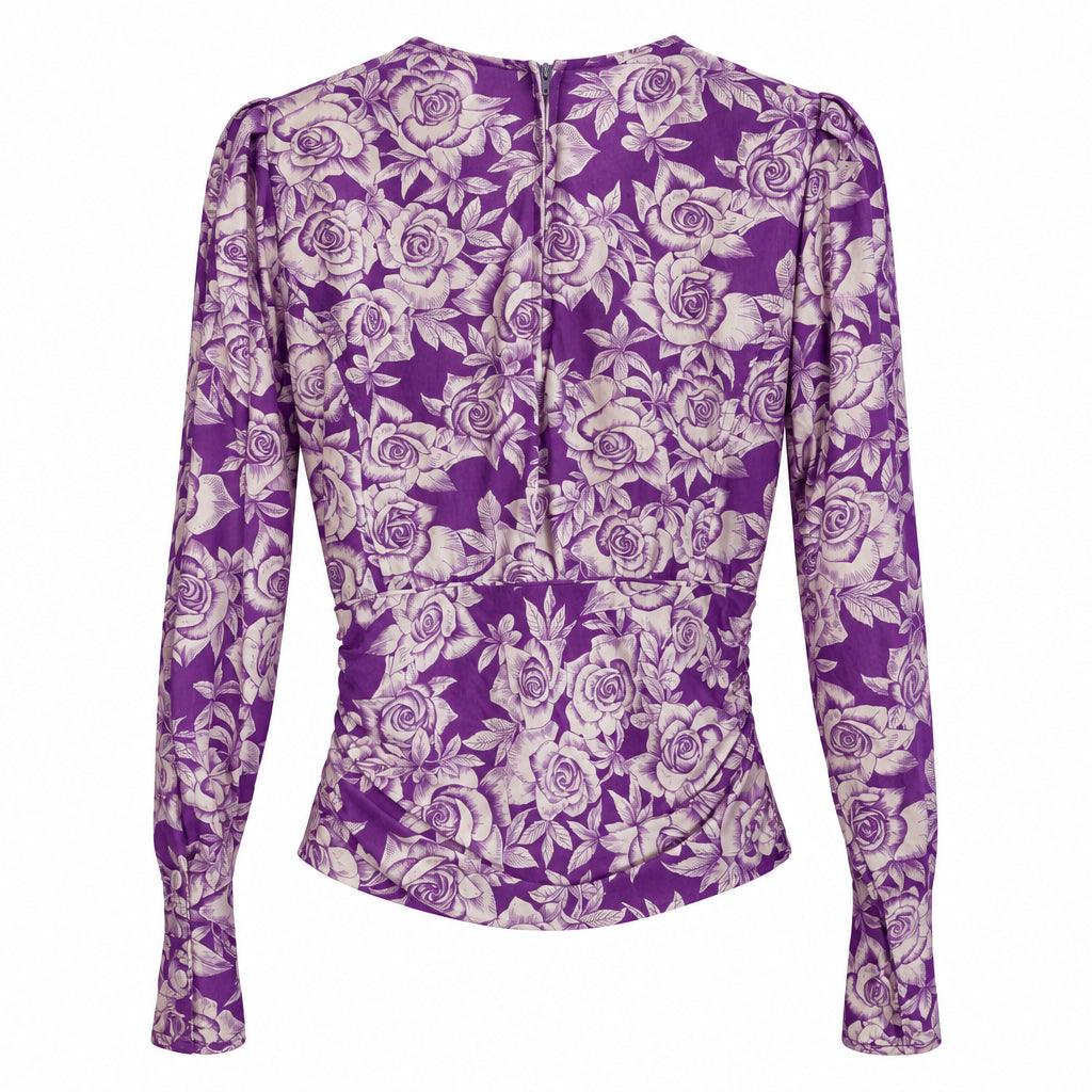 1980s Ungaro Vintage Purple & Cream Floral Two-Piece Set — Jacket & Top