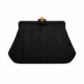 1960s Joseph Shoes Vintage Evening Bag Woven Clutch with Flower Snap Closure
