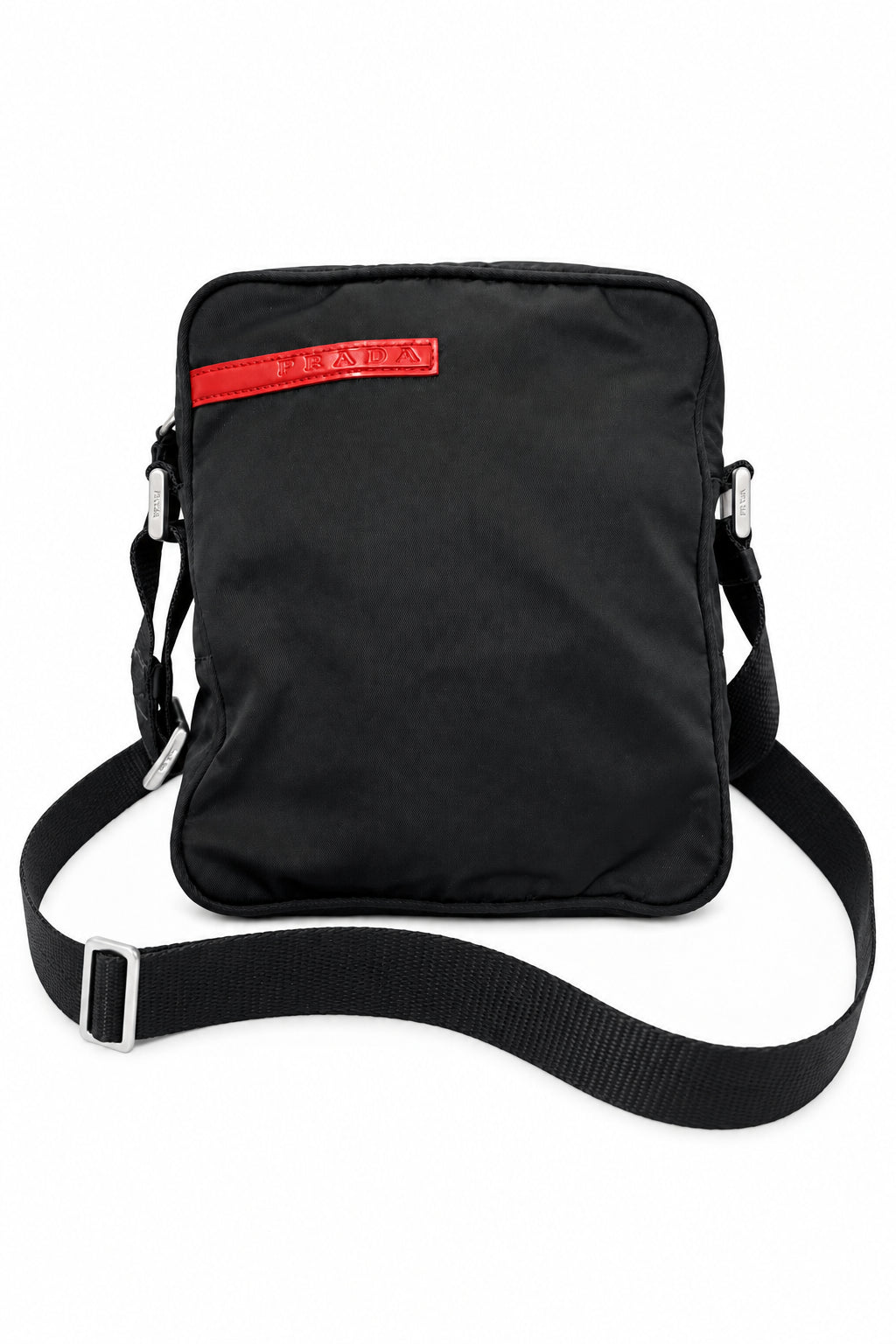 1990s Prada Sport Messenger Bag — Authenticated - 7x7 Black Nylon Red Tab