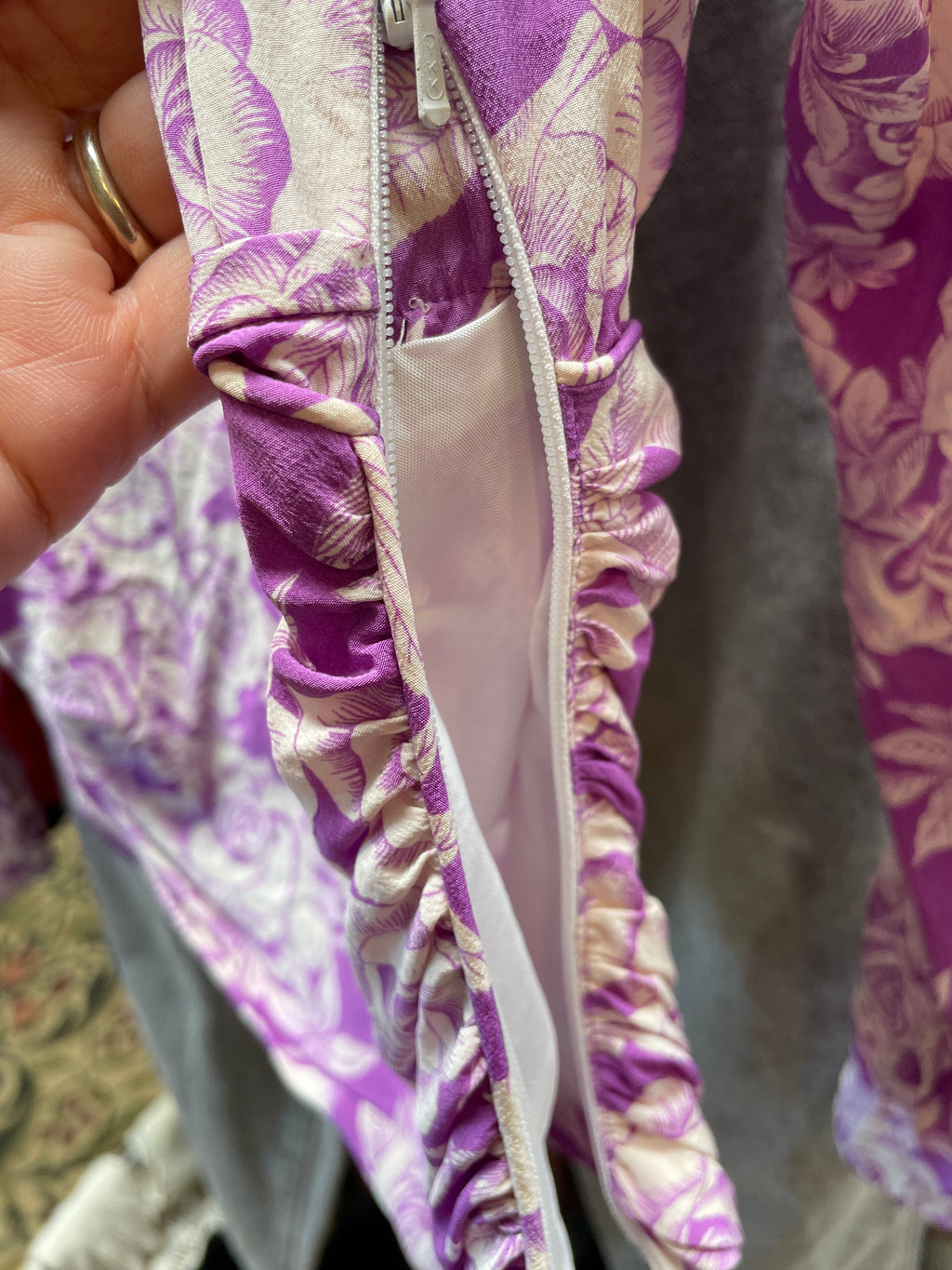 1980s Ungaro Vintage Purple & Cream Floral Two-Piece Set — Jacket & Top