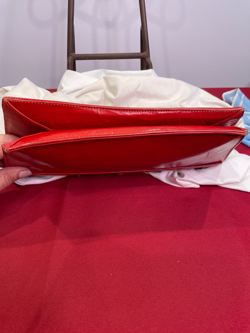 1980s VASILIS for TROTTING Red Clutch with Snakeskin Accents
