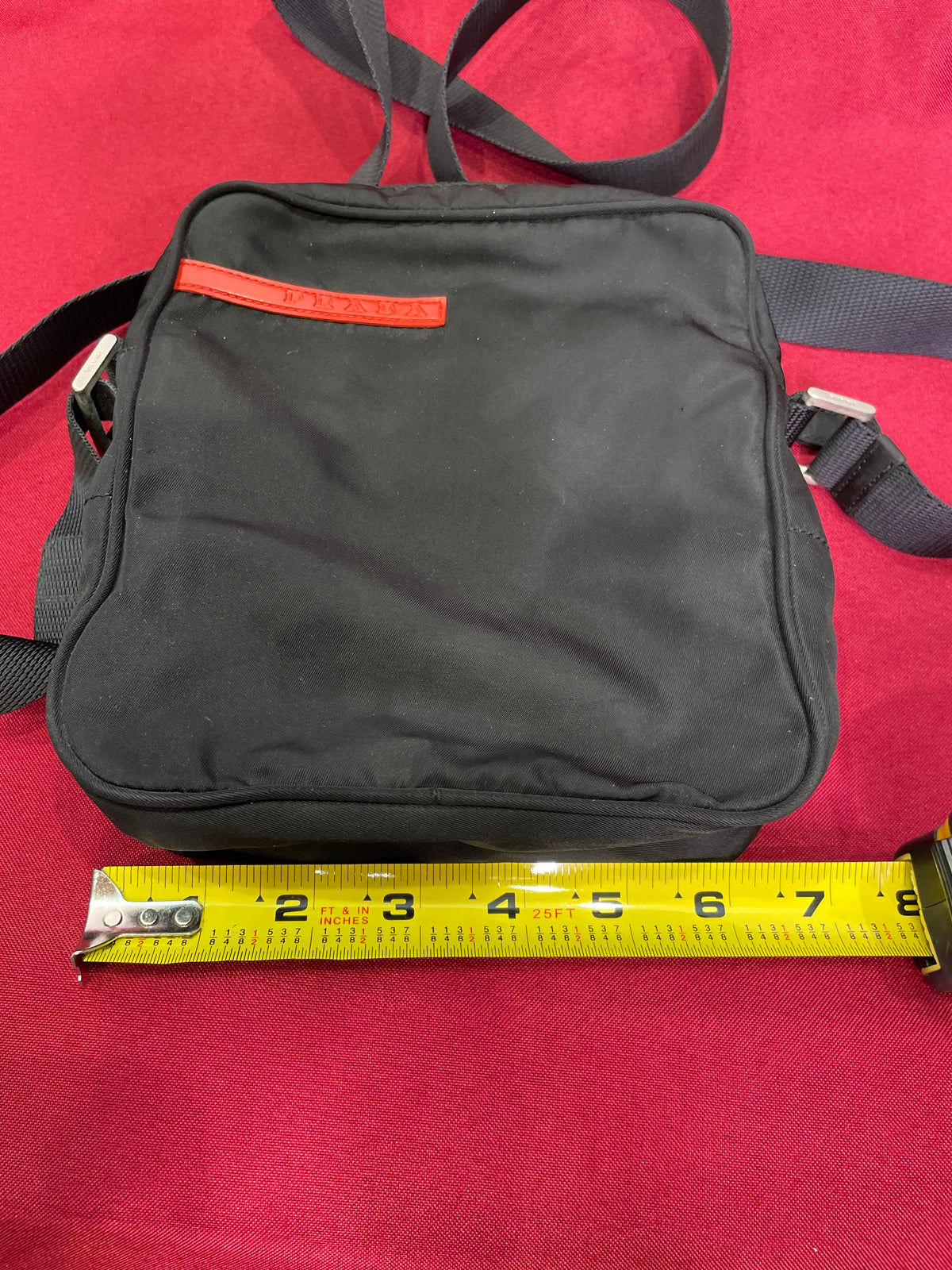 1990s Prada Sport Messenger Bag — Authenticated - 7x7 Black Nylon Red Tab