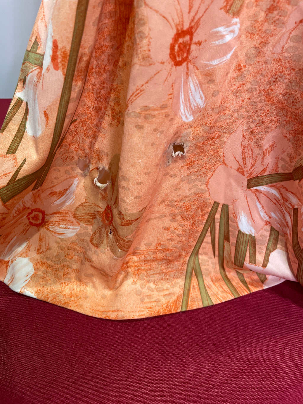 1970s Handmade Floral Bathrobe – Vintage Orange Long Robe