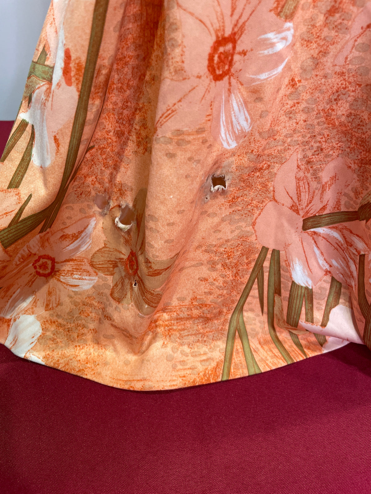 1970s Handmade Floral Bathrobe – Vintage Orange Long Robe