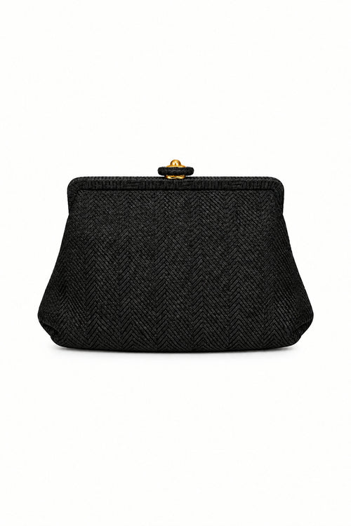 1960s Joseph Shoes Vintage Evening Bag Woven Clutch with Flower Snap Closure