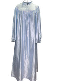 Vintage Baby Blue Satin Robe with Pink Floral Print