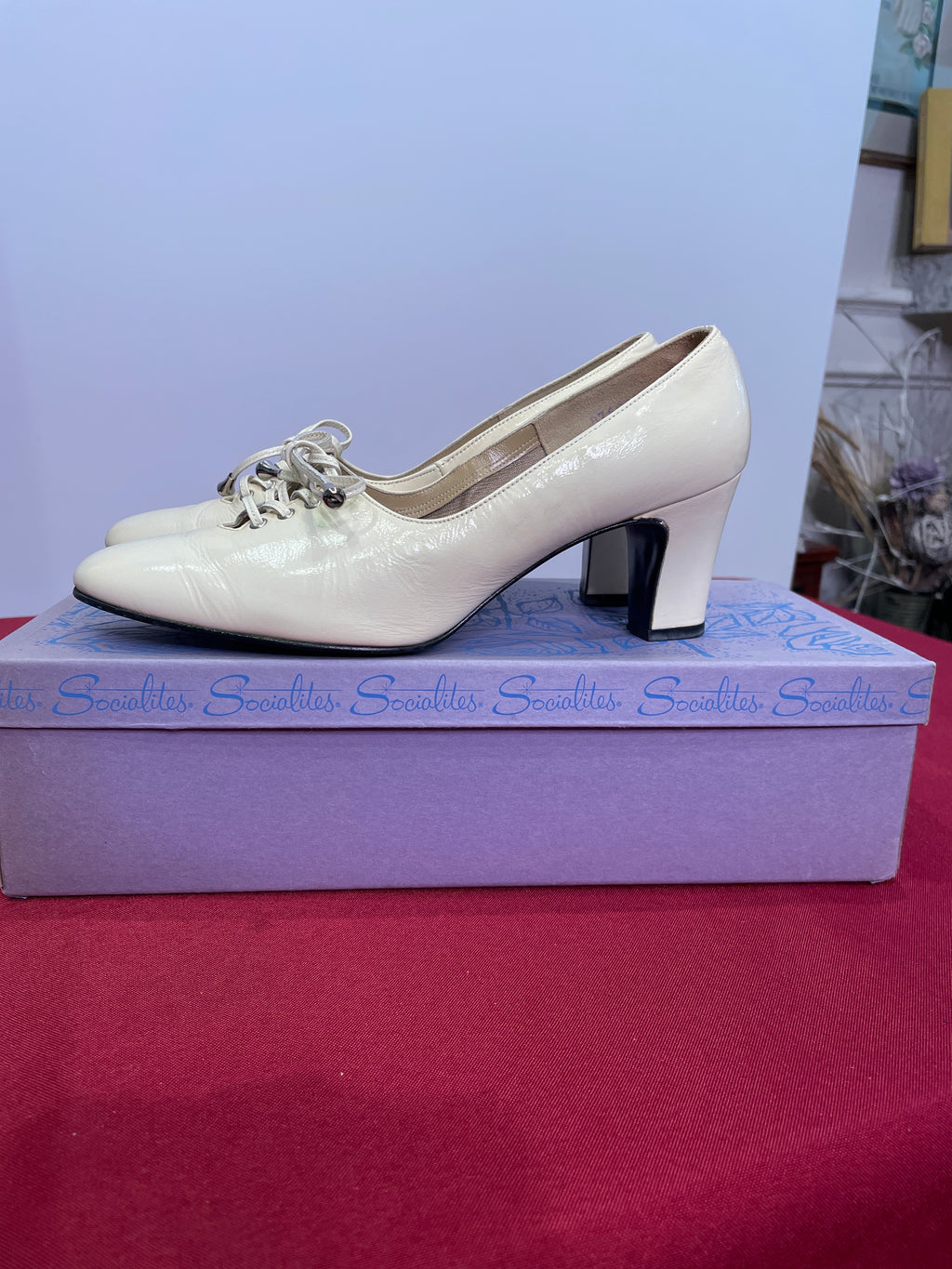 Socialites 1960s White Patent Leather Heels | Size 6½ | Made in USA