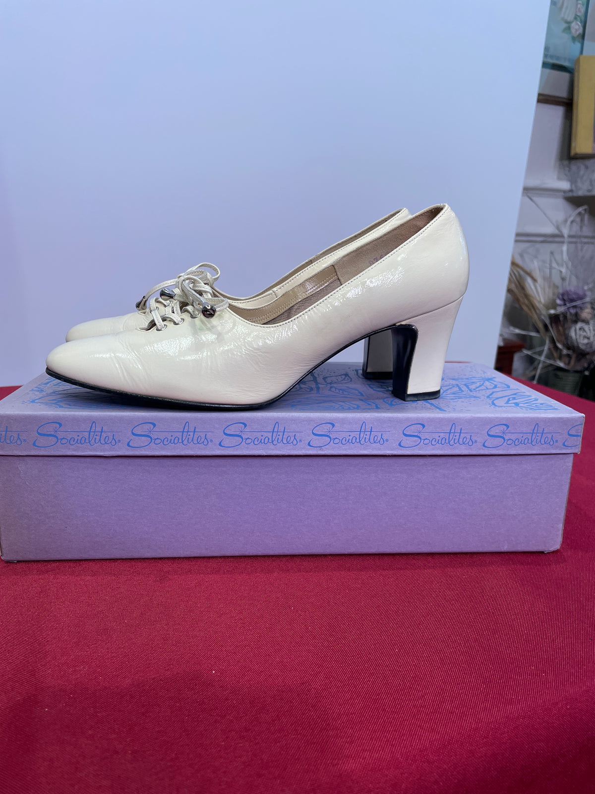 Socialites 1960s White Patent Leather Heels | Size 6½ | Made in USA