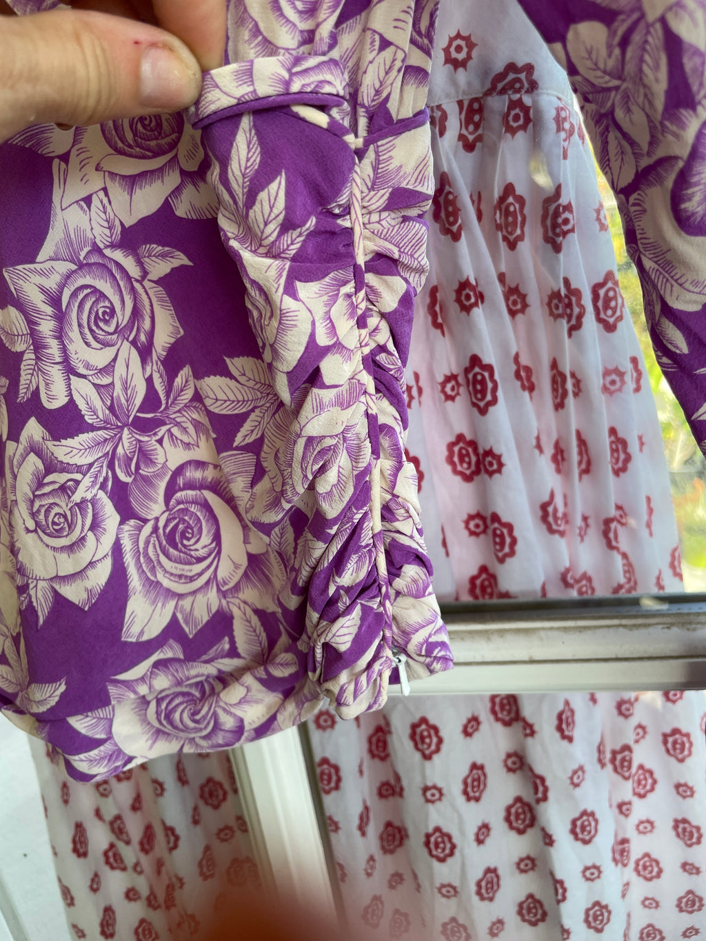 1980s Ungaro Vintage Purple & Cream Floral Two-Piece Set — Jacket & Top