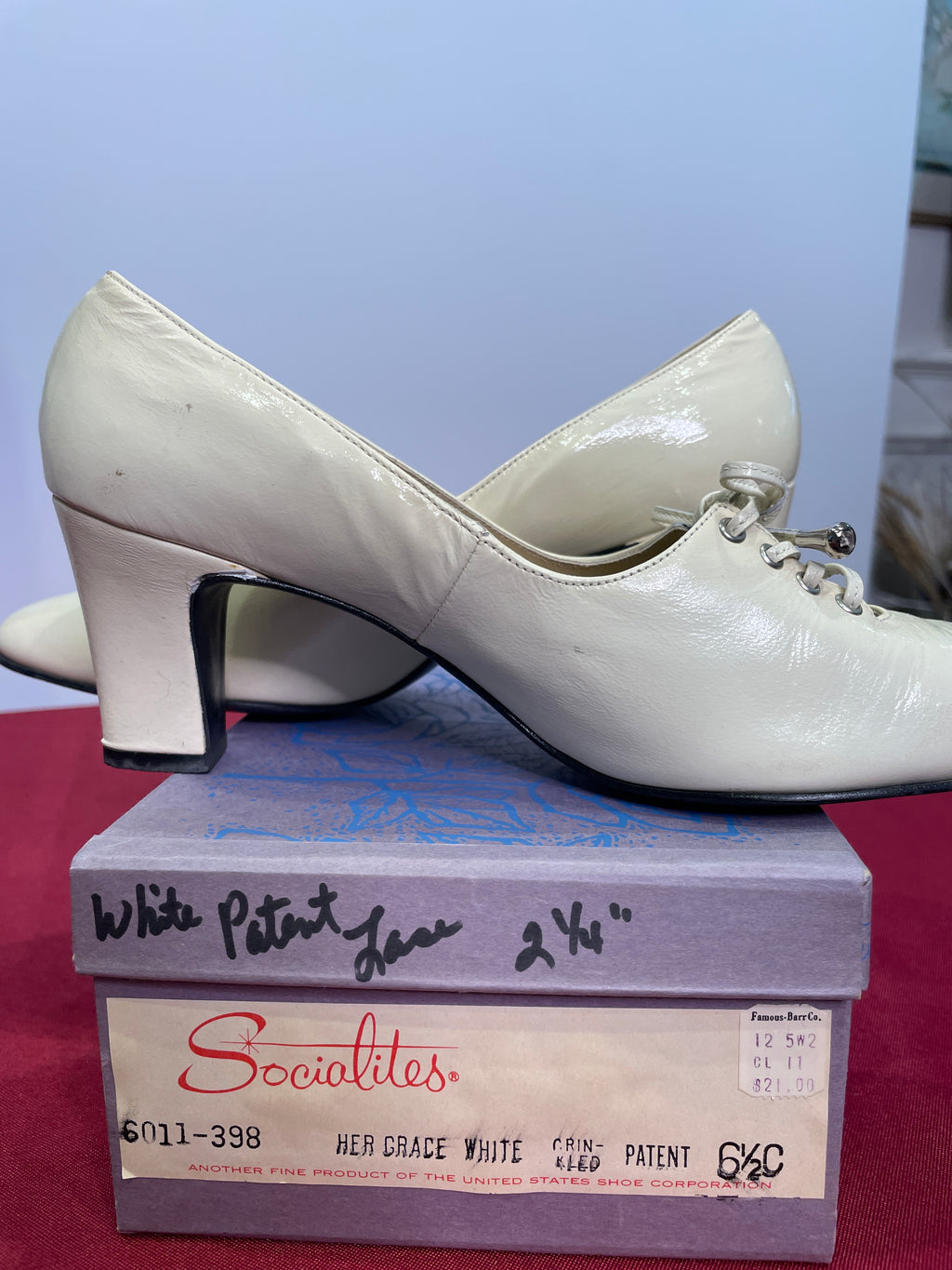 Socialites 1960s White Patent Leather Heels | Size 6½ | Made in USA