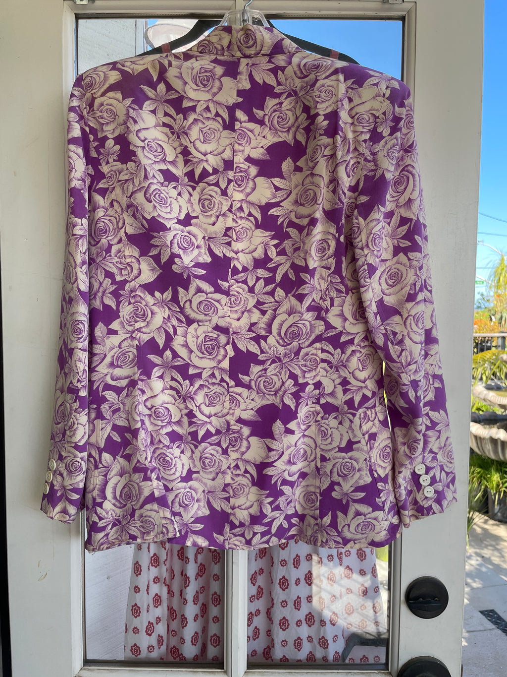 1980s Ungaro Vintage Purple & Cream Floral Two-Piece Set — Jacket & Top
