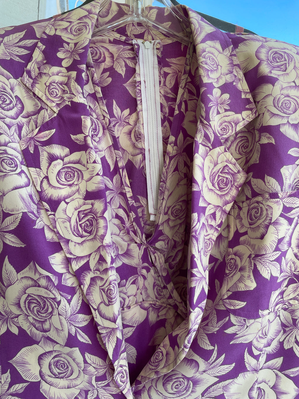 1980s Ungaro Vintage Purple & Cream Floral Two-Piece Set — Jacket & Top