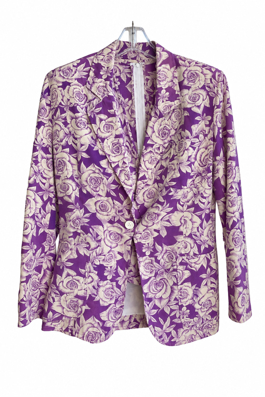 1980s Ungaro Vintage Purple & Cream Floral Two-Piece Set — Jacket & Top