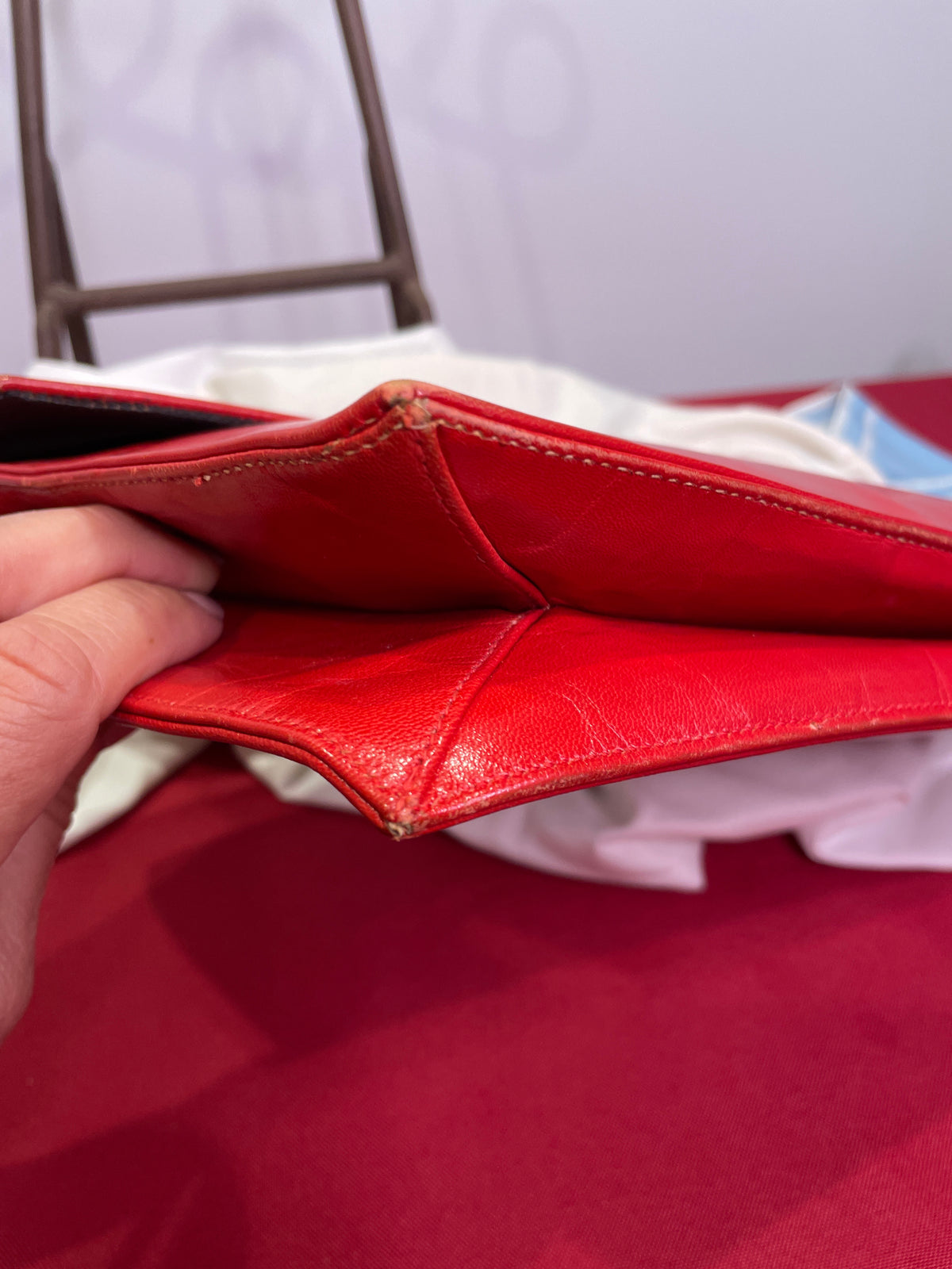 1980s VASILIS for TROTTING Red Clutch with Snakeskin Accents