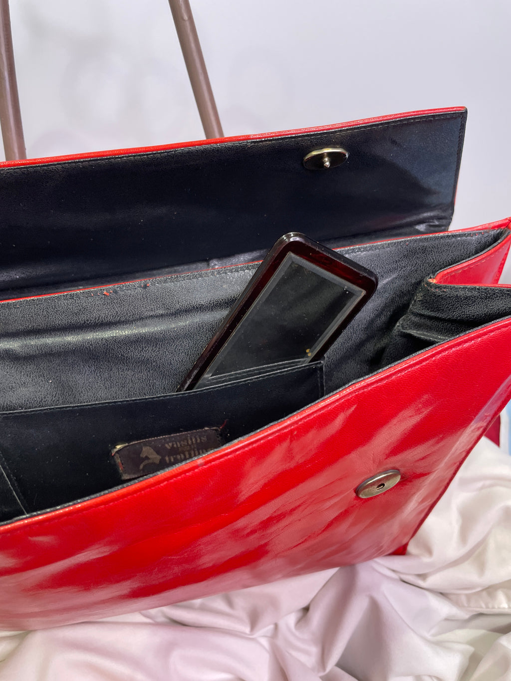 1980s VASILIS for TROTTING Red Clutch with Snakeskin Accents