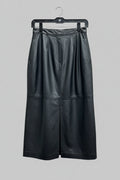 1990s Genuine Leather Pencil Skirt - Size 8 Black mid calf