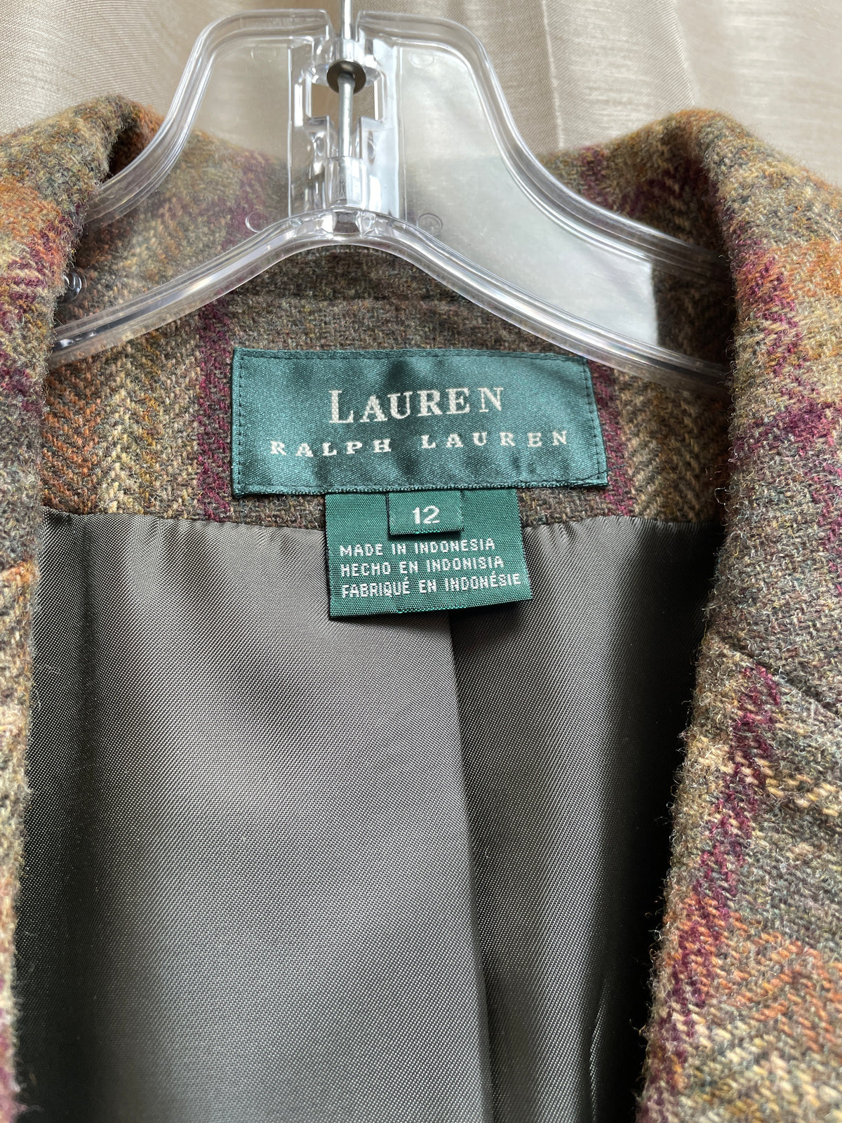 Ralph Lauren Vintage Plaid Blazer - Size 12