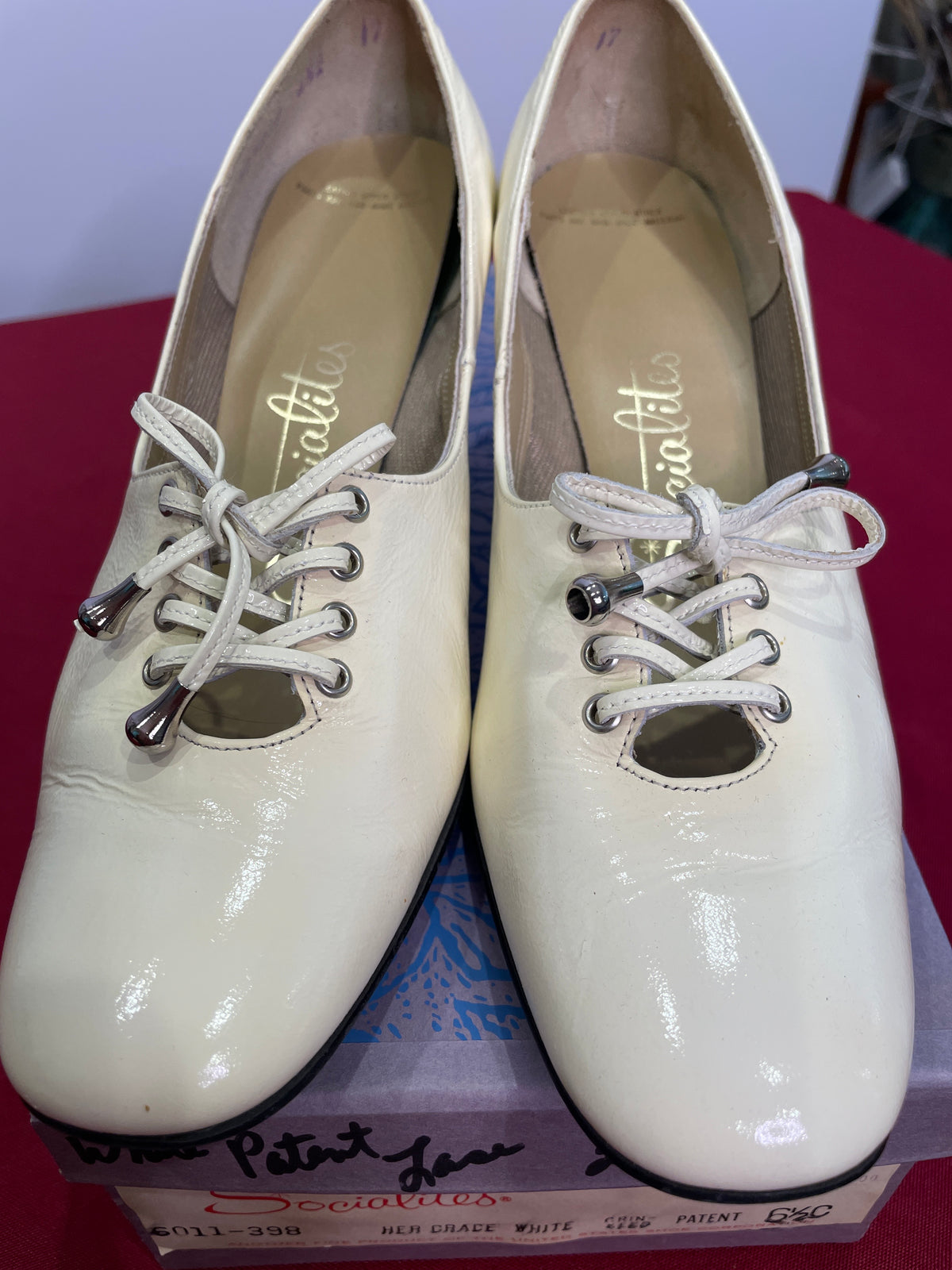 Socialites 1960s White Patent Leather Heels | Size 6½ | Made in USA