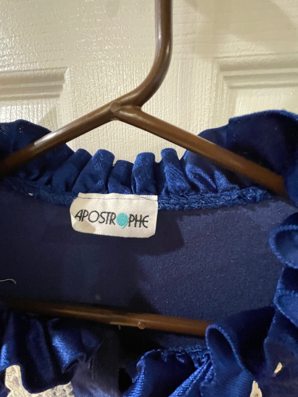 1970s Apostrophe Nylon Sleep Robe Sz Large - Royal Blue Button front