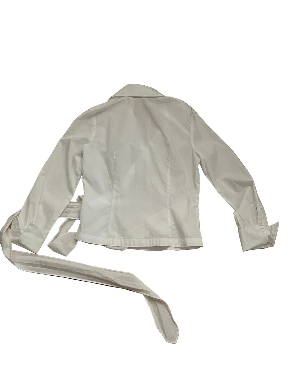 Escada Vintage White Blouse with Tie Waist Size Small
