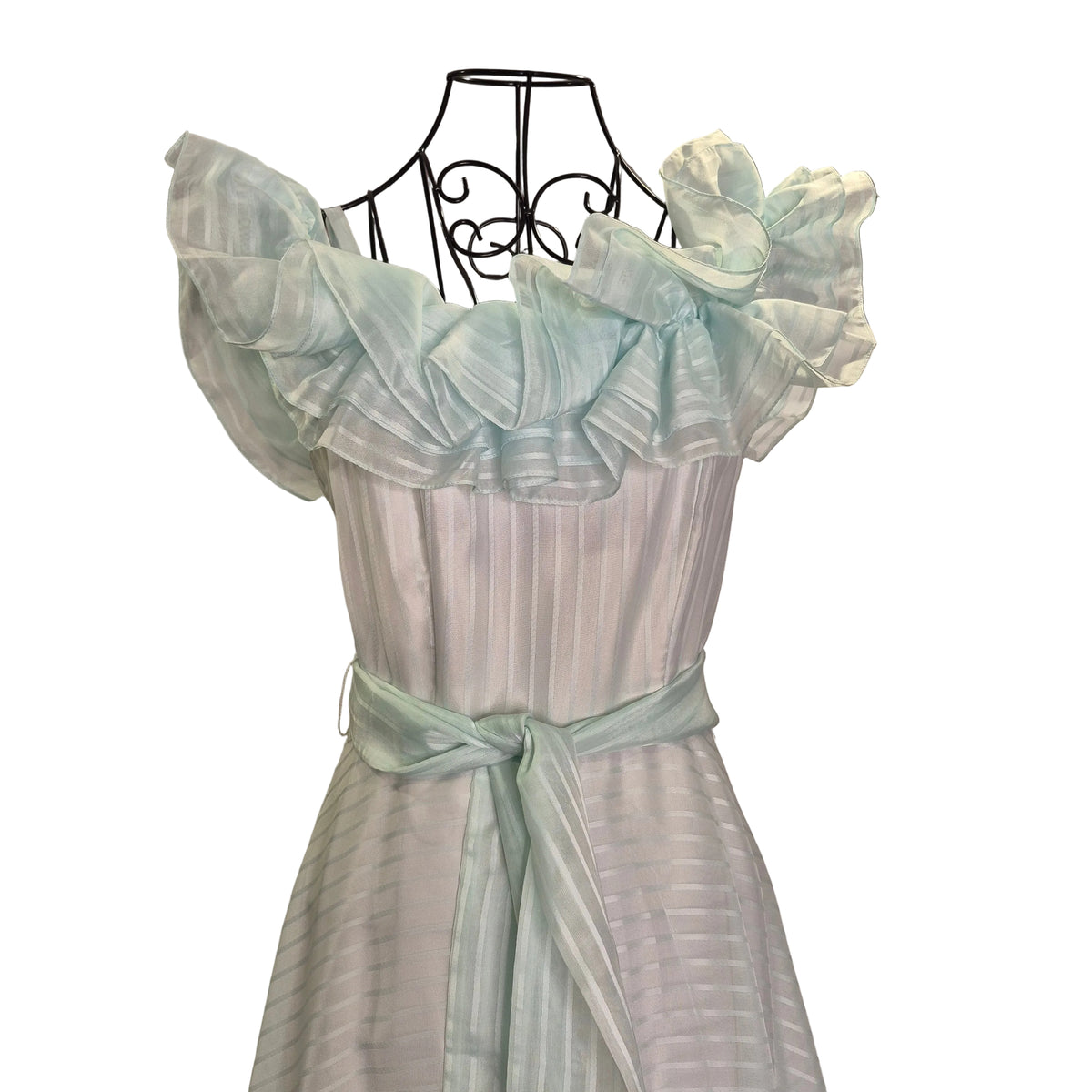 1970s Roberta California off-the-shoulder Prairie Dress Prom Gown