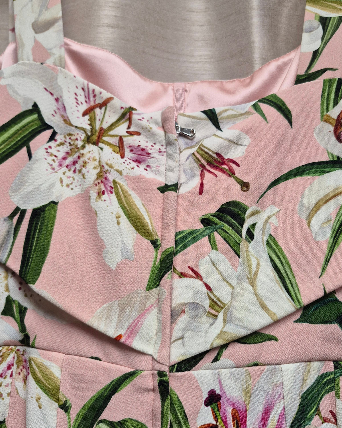 Dolce & Gabbana Floral Lily Print Midi Dress Pink Lillium