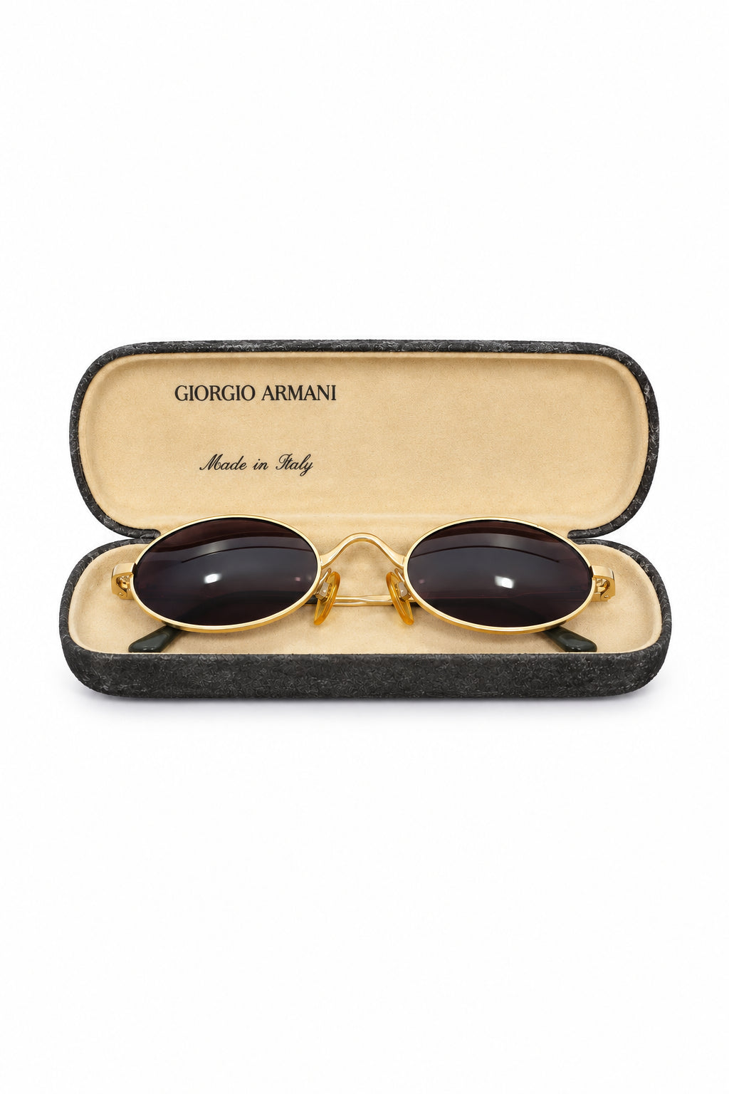 1990s Giorgio Armani Men's Oval Sunglasses – Gold Frame with Case