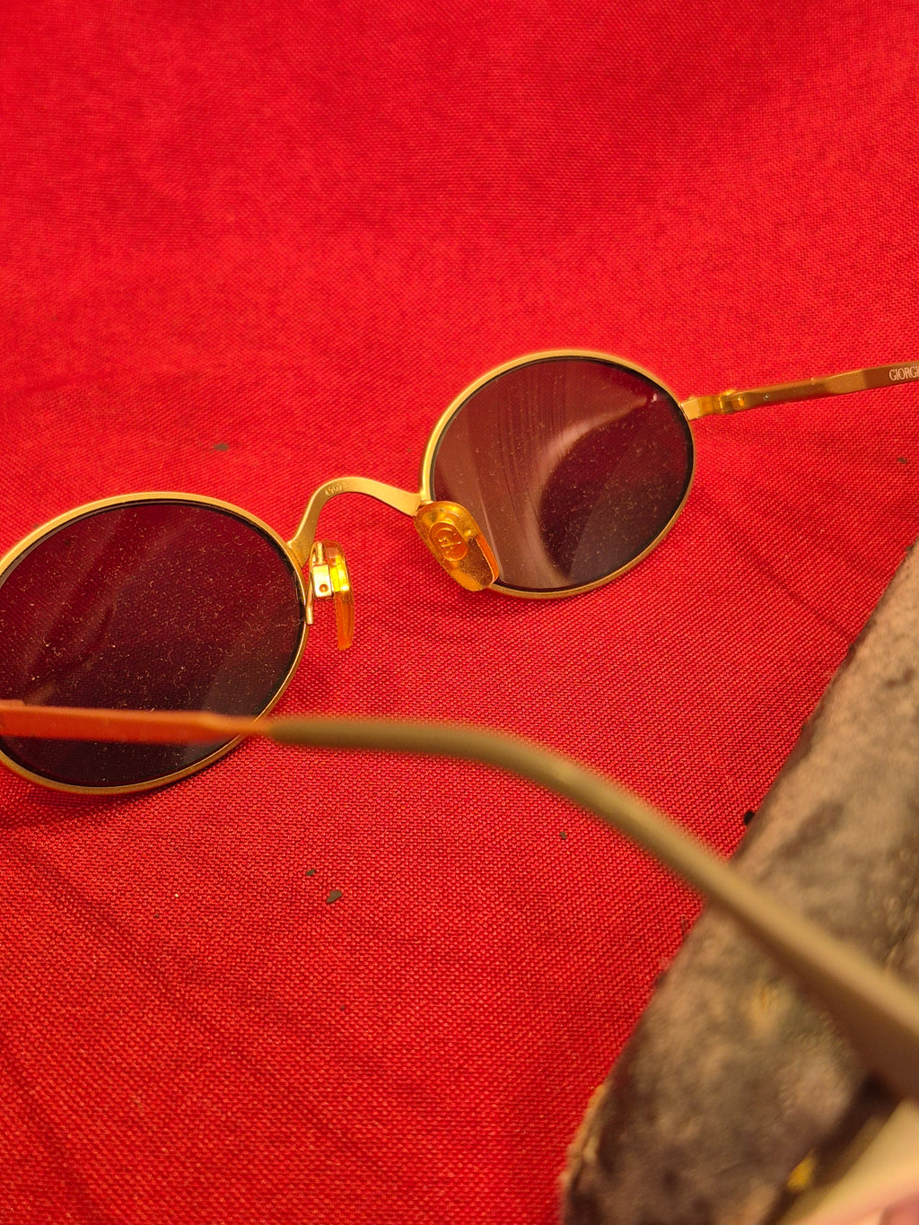 1990s Giorgio Armani Men's Oval Sunglasses – Gold Frame with Case