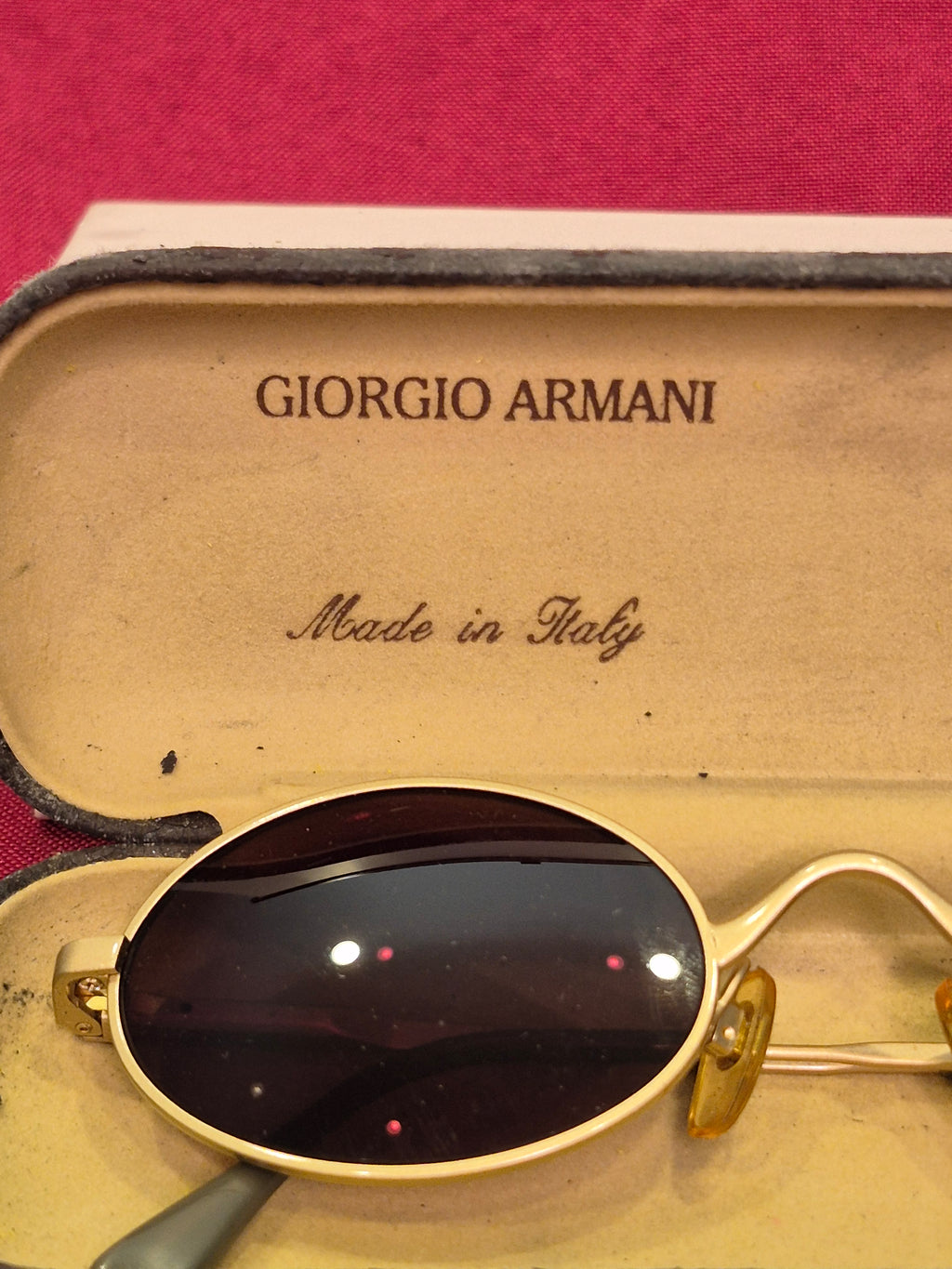 1990s Giorgio Armani Men's Oval Sunglasses – Gold Frame with Case