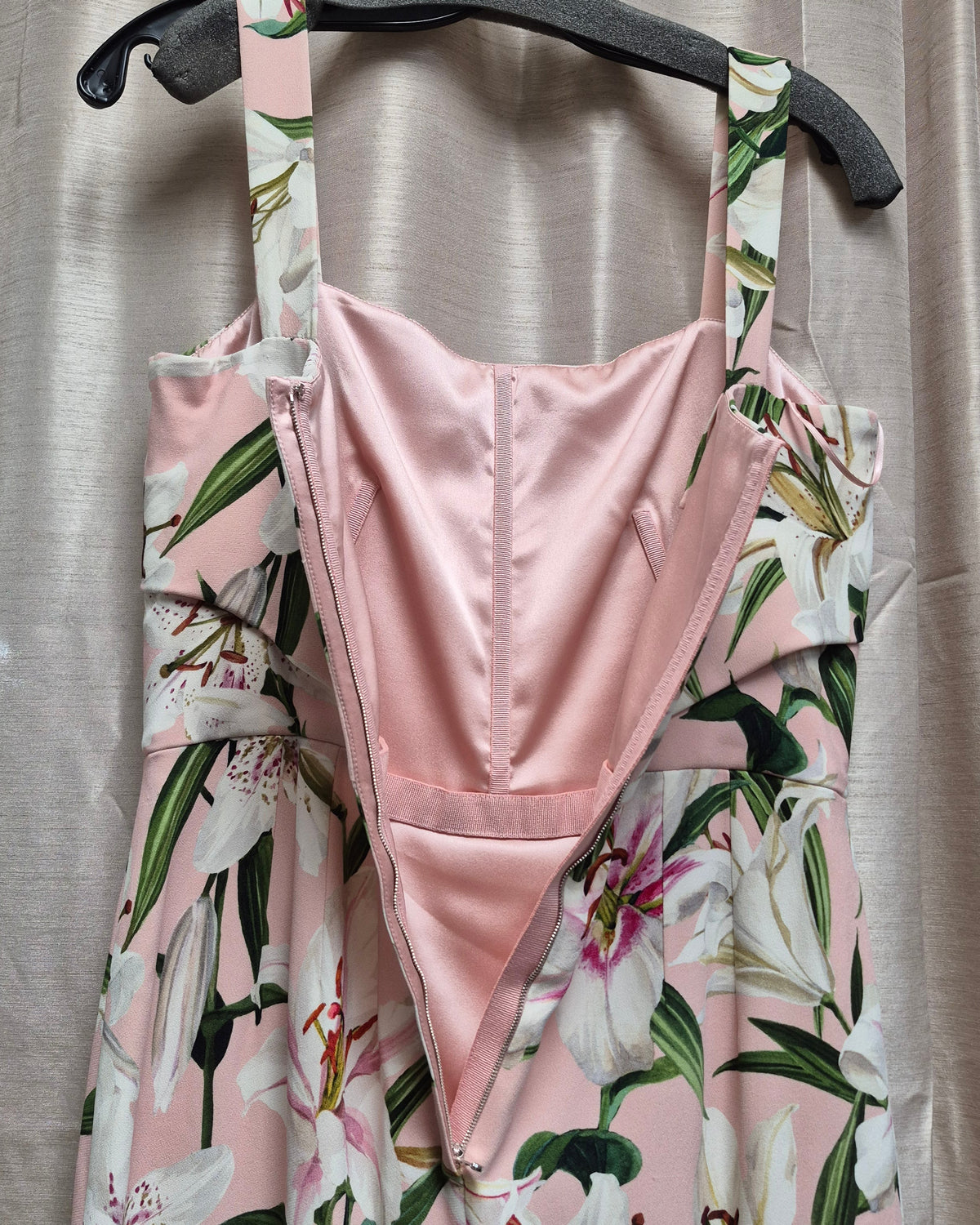 Dolce & Gabbana Floral Lily Print Midi Dress Pink Lillium
